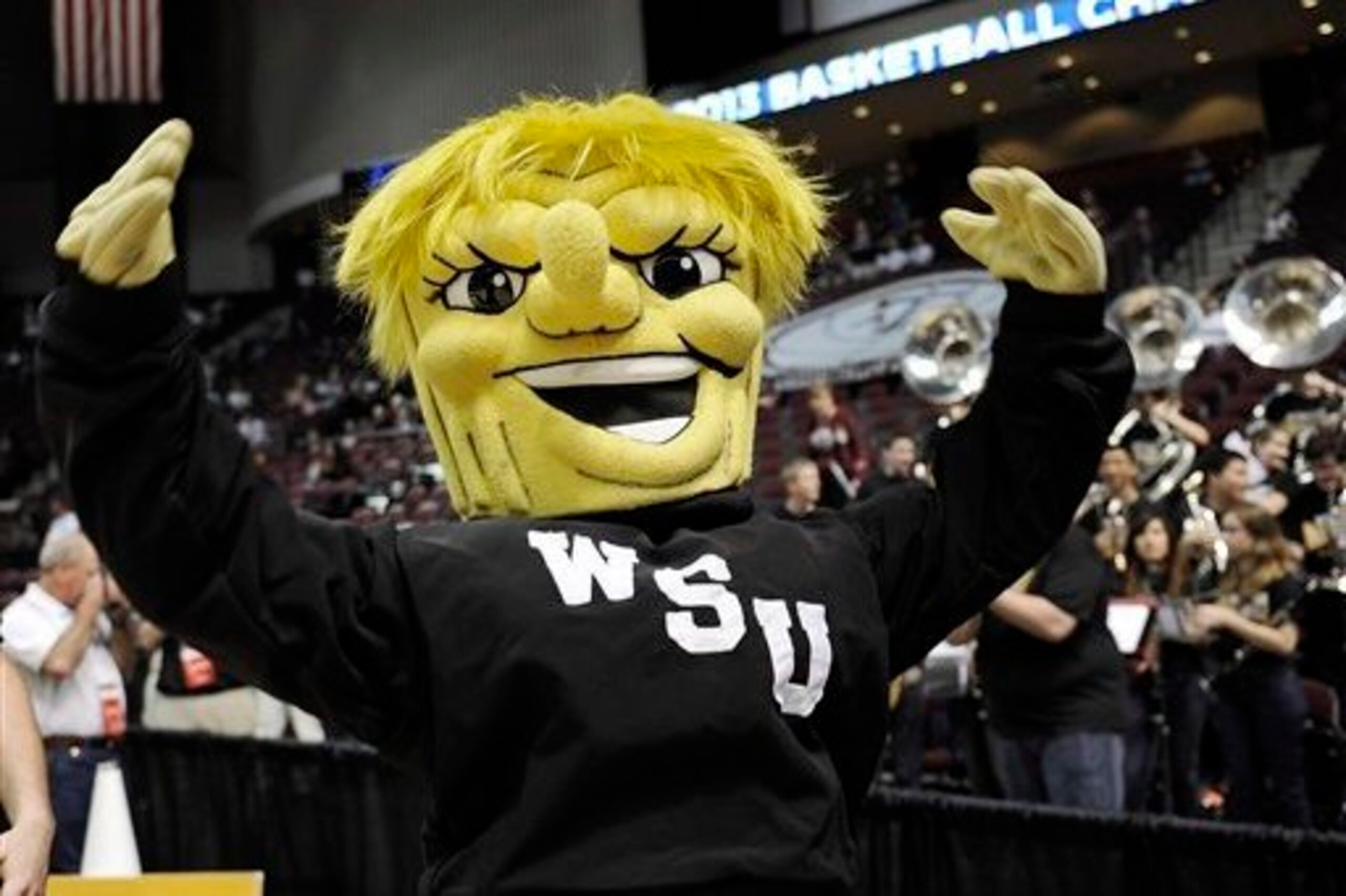 The Wichita State mascot pumps up the crowd.