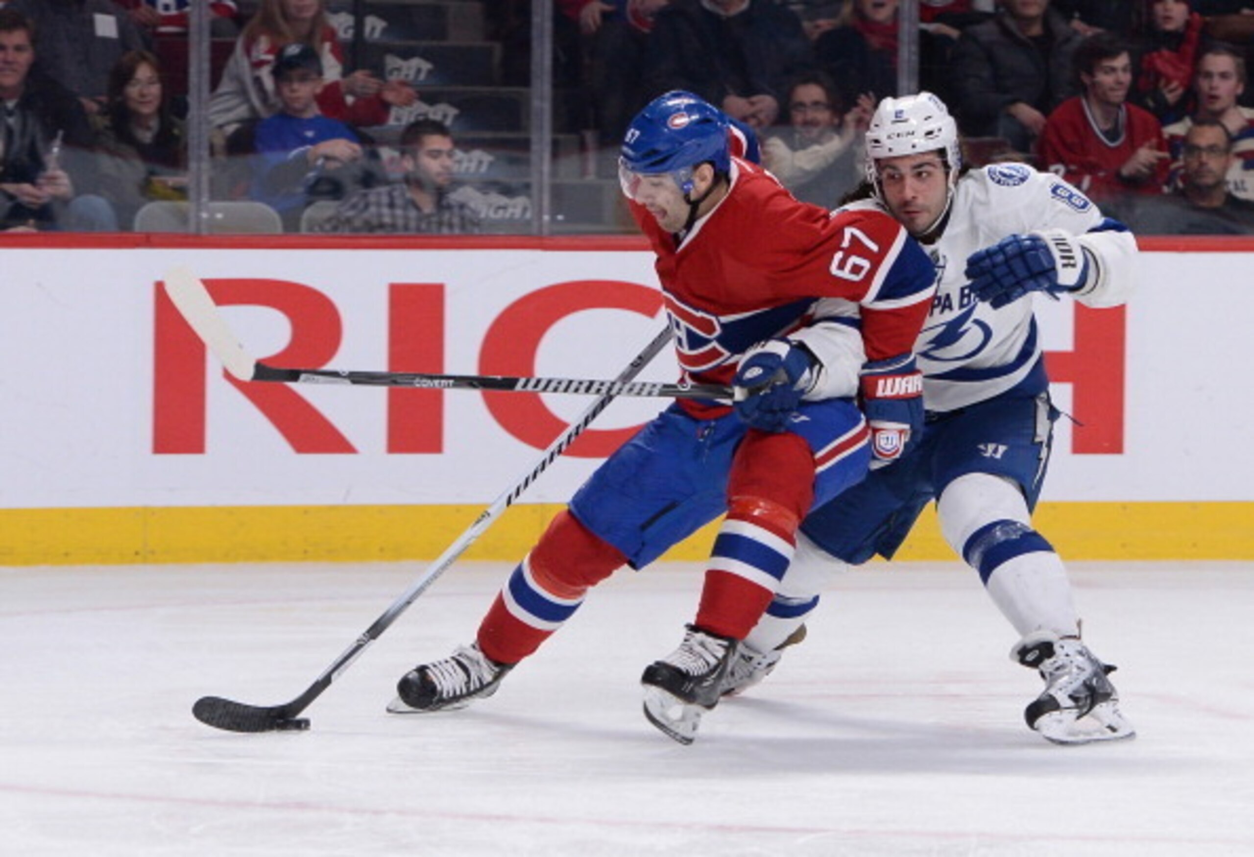 Montreal Canadiens forward Max Pacioretty and Tampa Bay Lightning defenseman Mark Barberio.