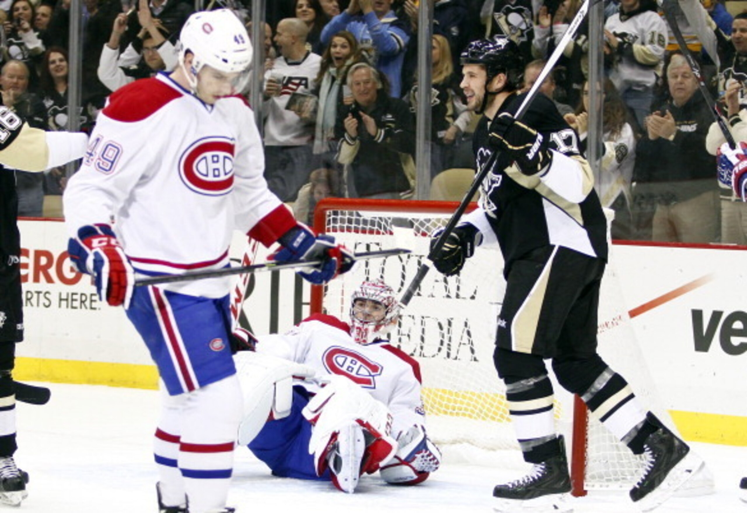 Carey Price (middle) after being scored on. Carey Price (middle) after being scored on.