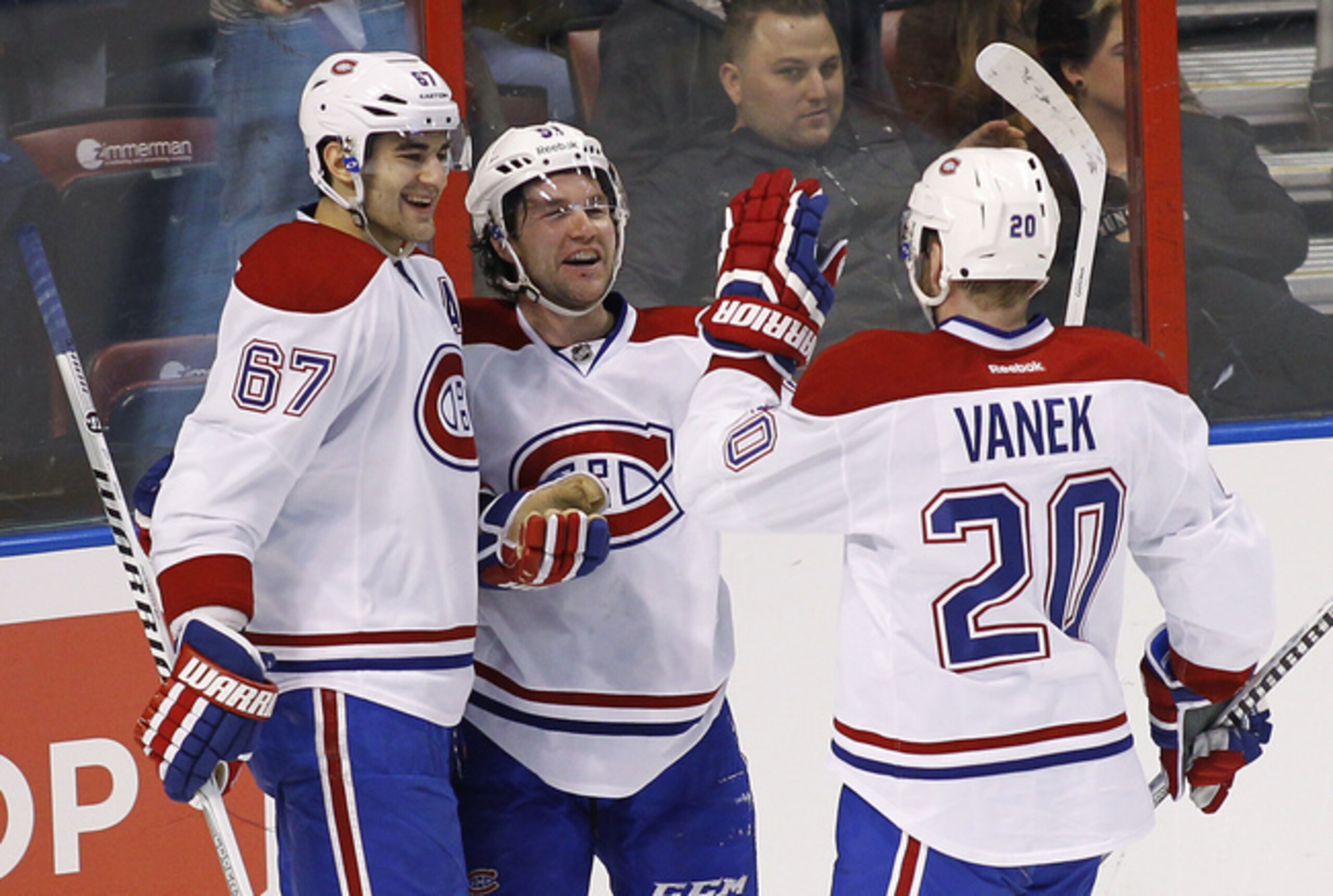 Montreal Canadiens forwards (from left) Max Pacioretty, Desharnais and Thomas Vanek.