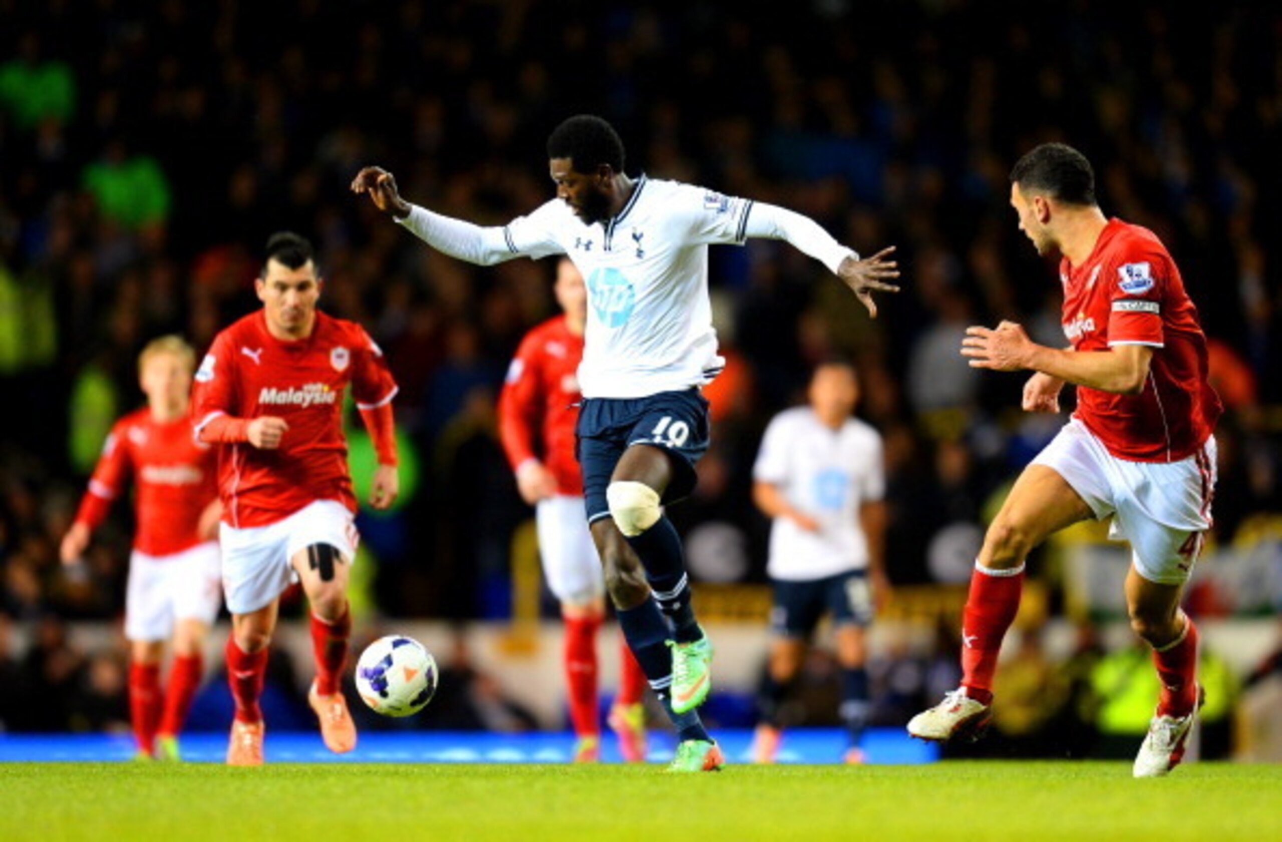 Emmanuel Adebayor should be back for Tottenham on Monday.
