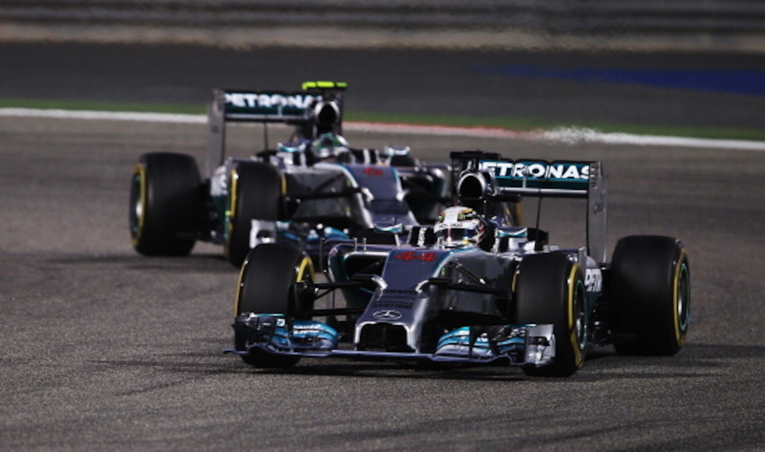 Lewis Hamilton and Nico Rosberg dominate the driver standings.