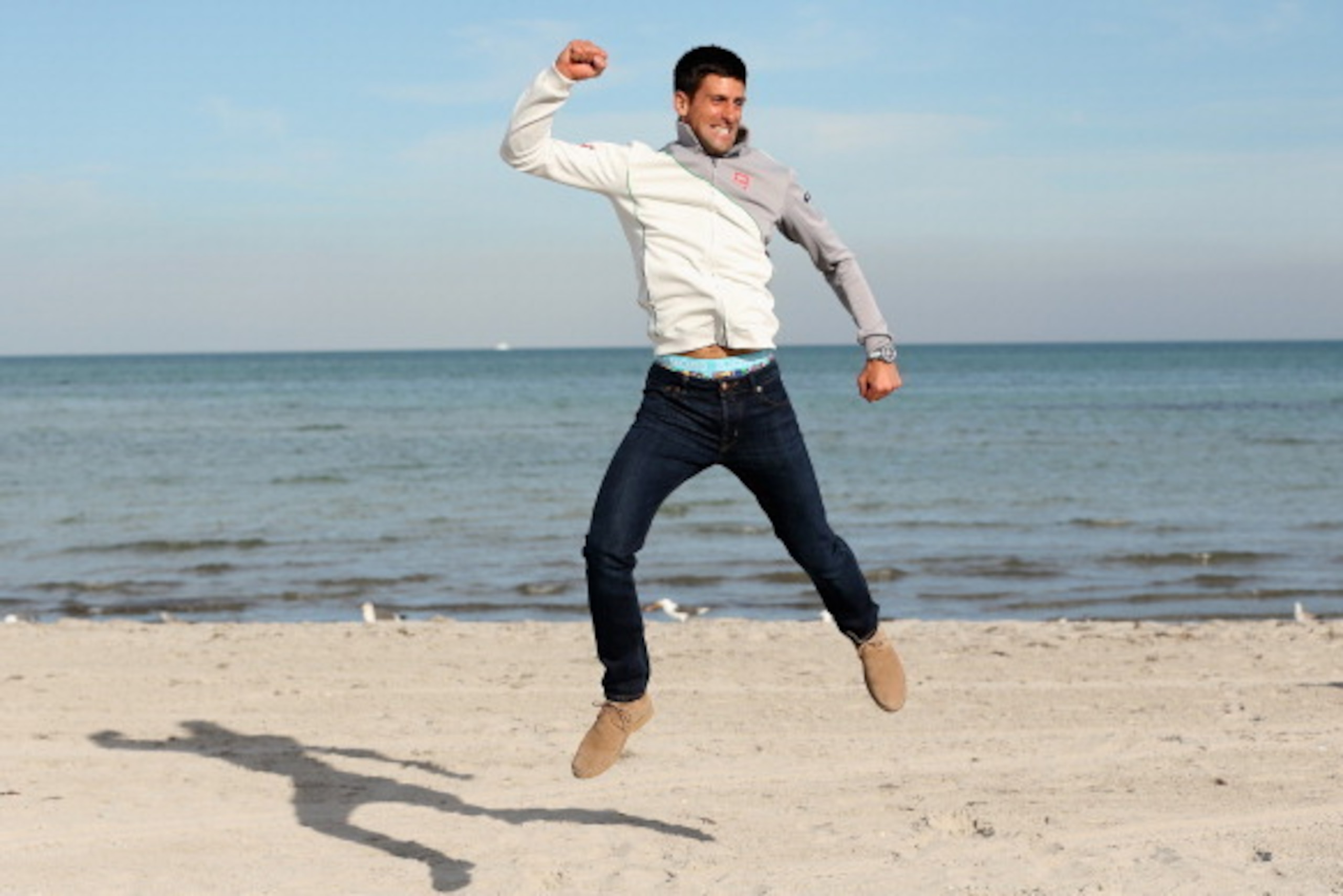 Novak Djokovic celebrates win at the 2014 Sony Open.