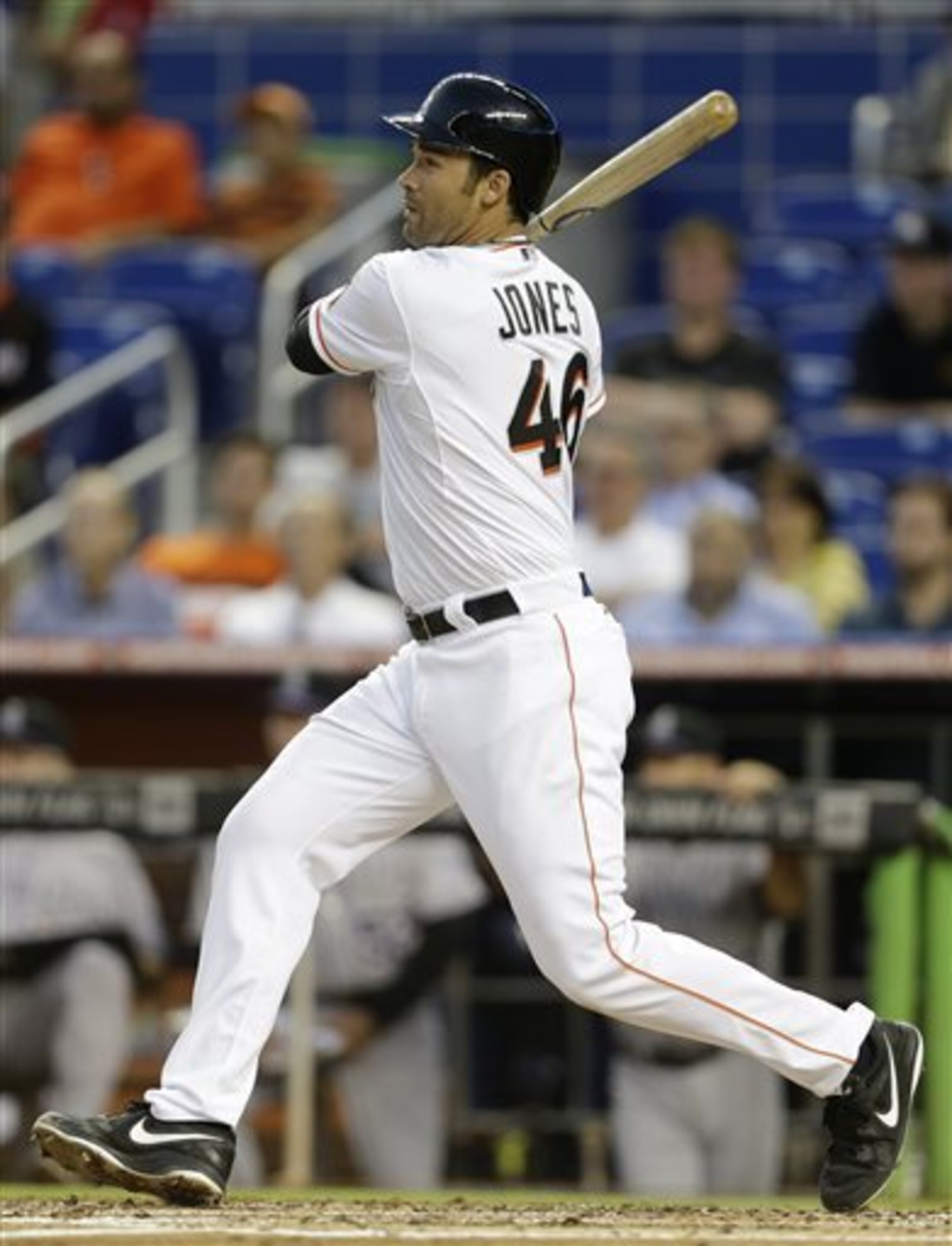 Garrett Jones is swinging a cold bat thus far for the Marlins.