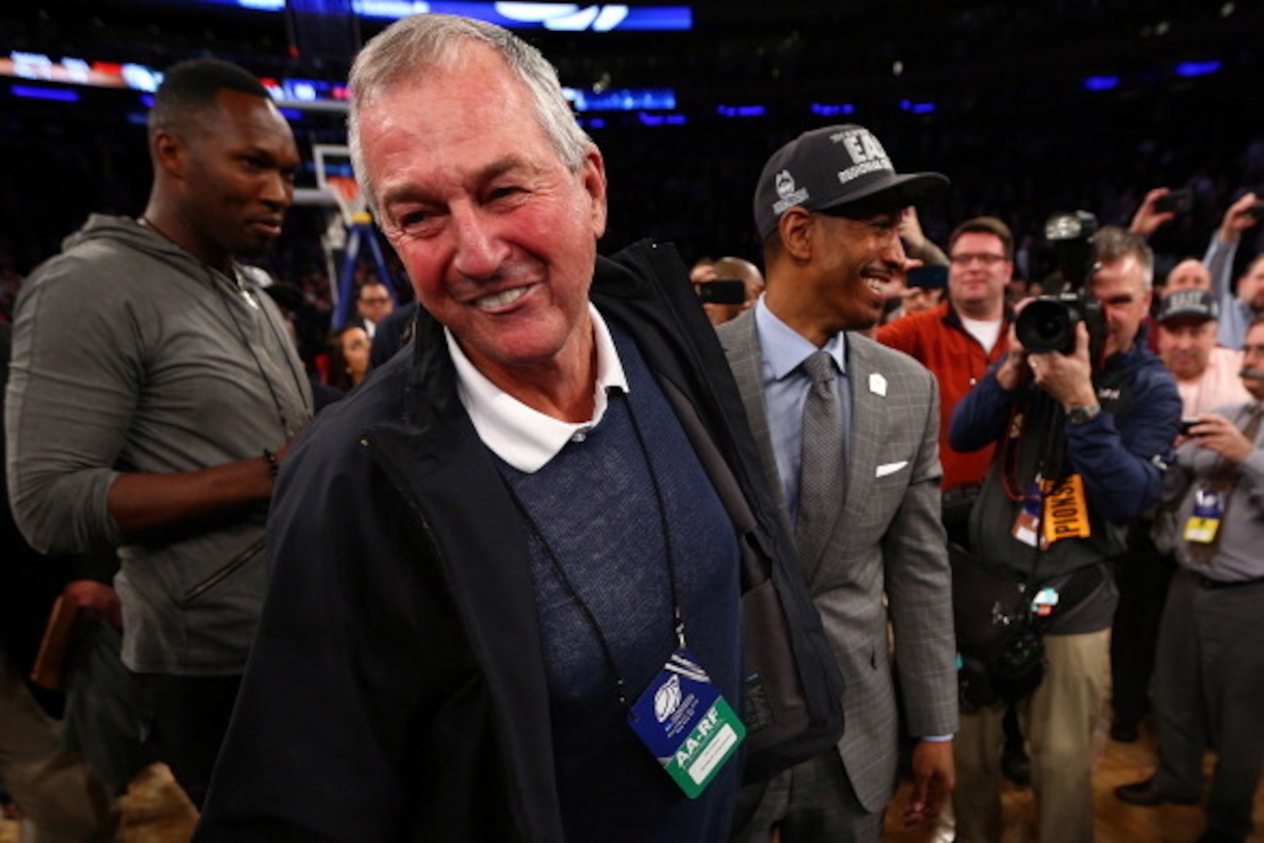 Jim Calhoun was all smiles after congratulating Coach Ollie following an earlier NCAA tournament win. Jim Calhoun was all smiles after congratulating Coach Ollie following an earlier NCAA tournament win.