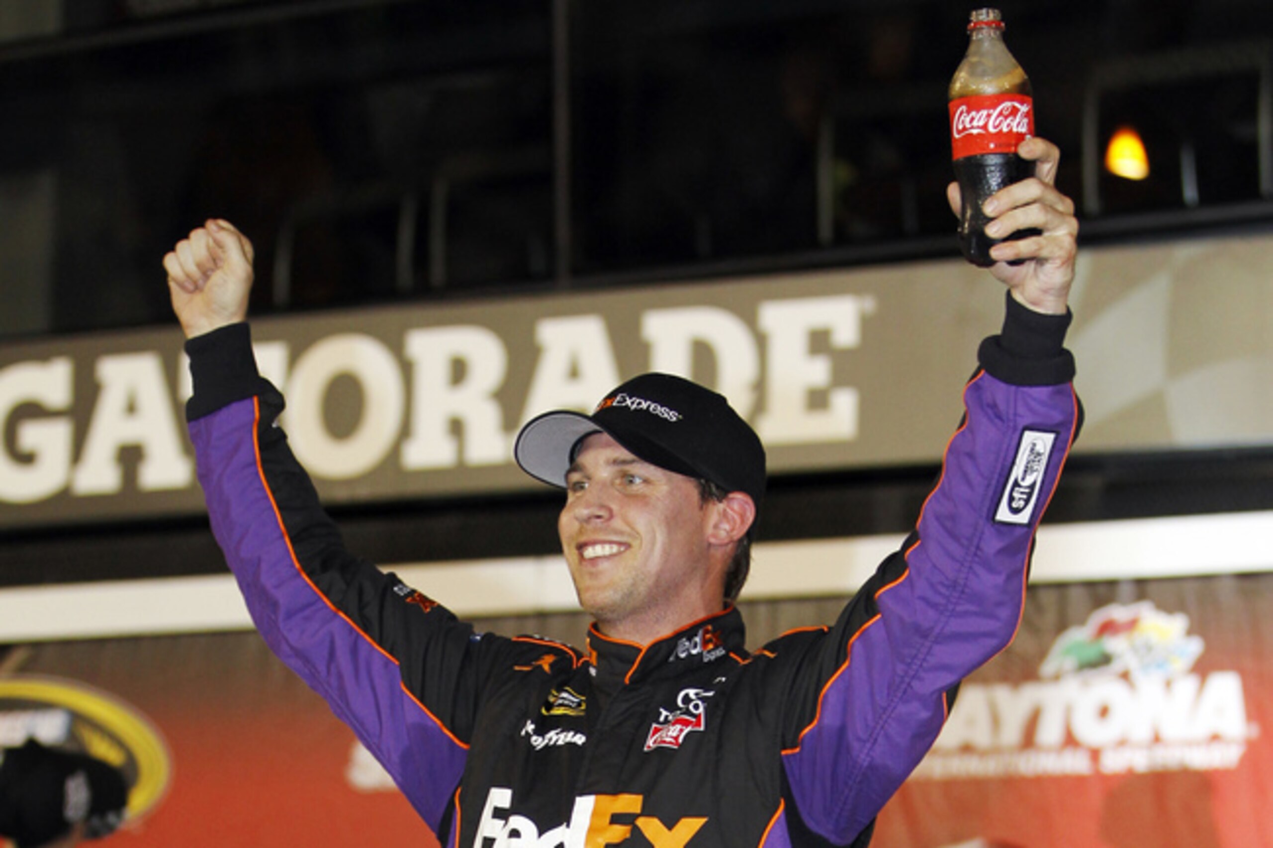 Denny Hamlin winning at Daytona.