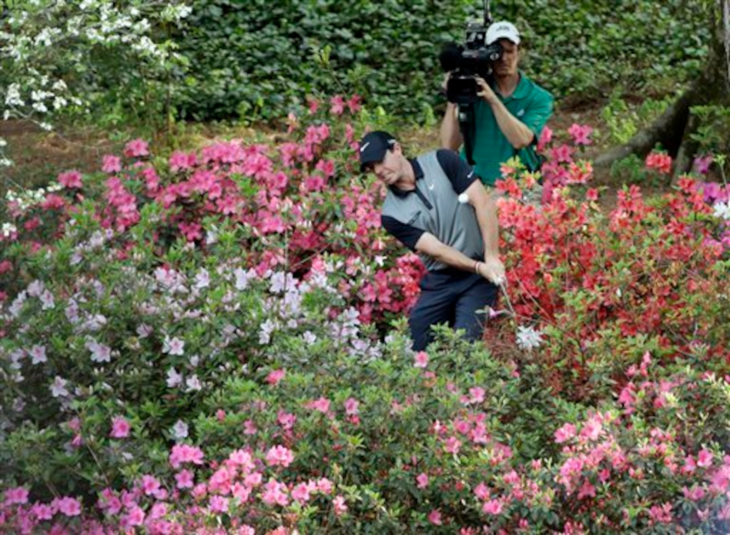 Rory McIlroy got to see some strange places at Augusta on Friday.