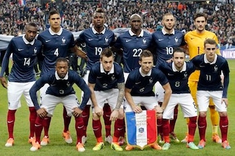 France line up for the friendly against Netherlands.