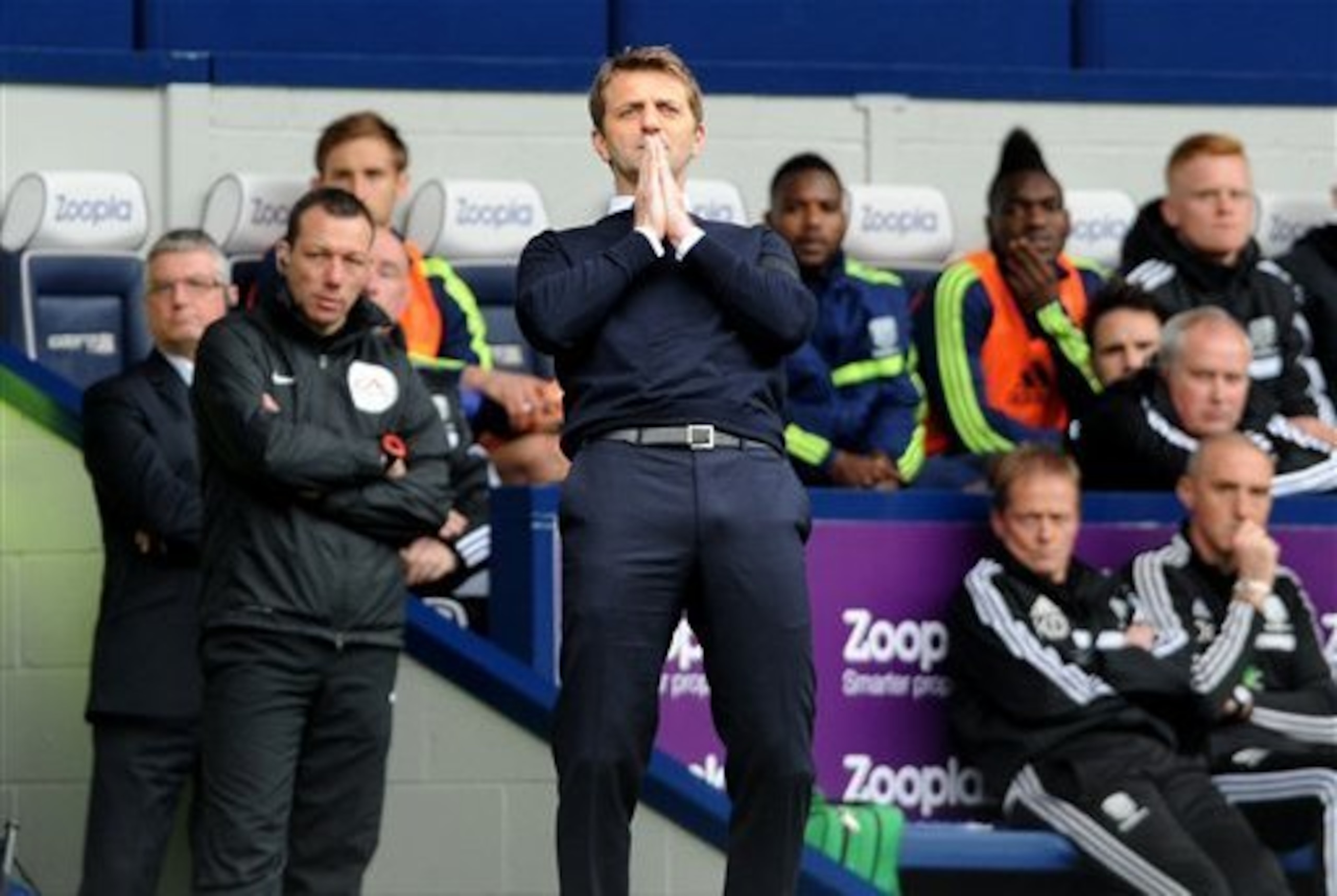 Livin' on a prayer: Tim Sherwood's adventurous approach did not work against West Brom.