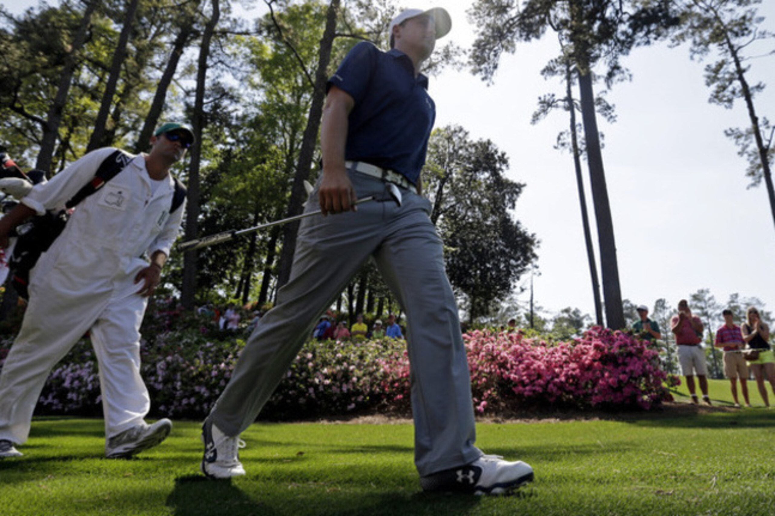 Jordan Spieth marches off in a quest to become the youngest Masters champion.
