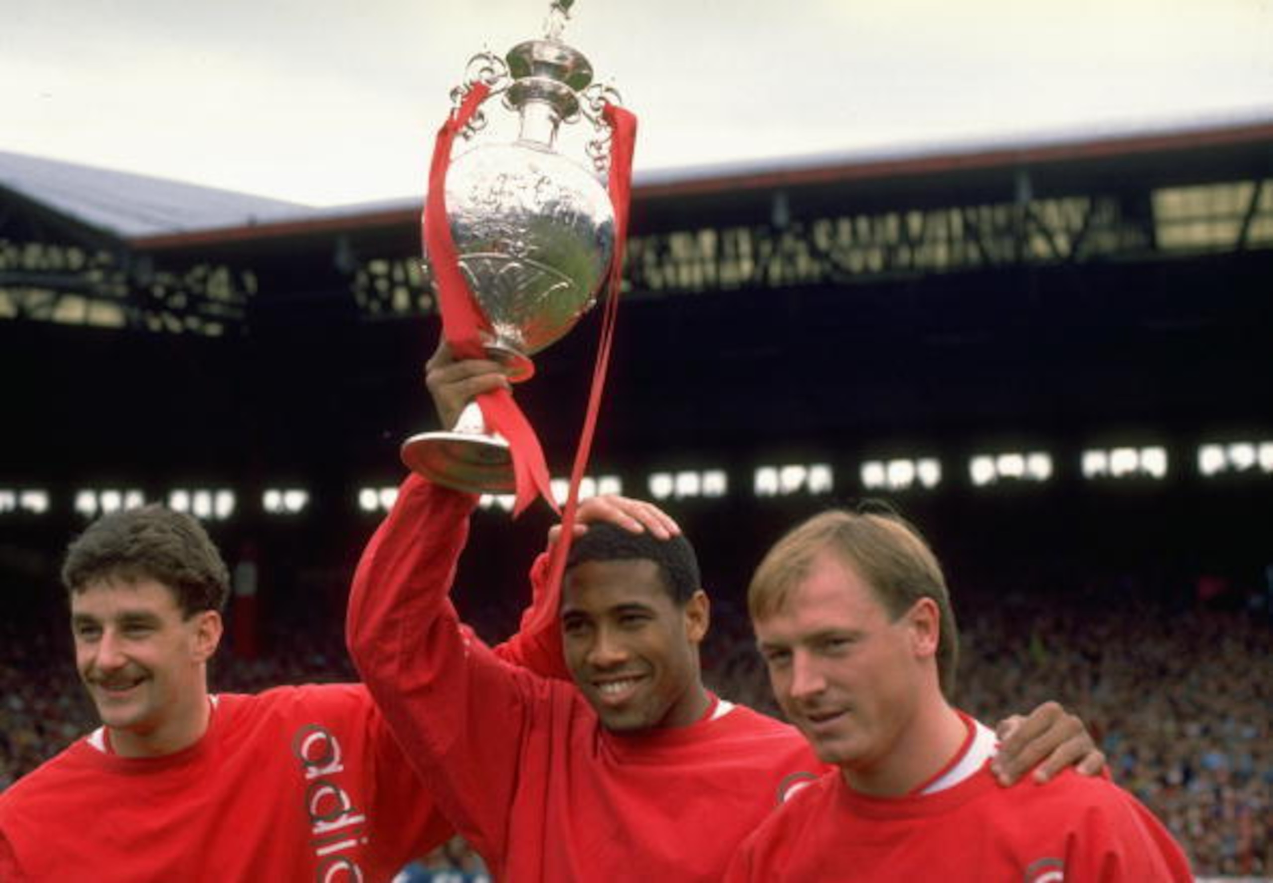 John Barnes, centre, with the First Division trophy in '88