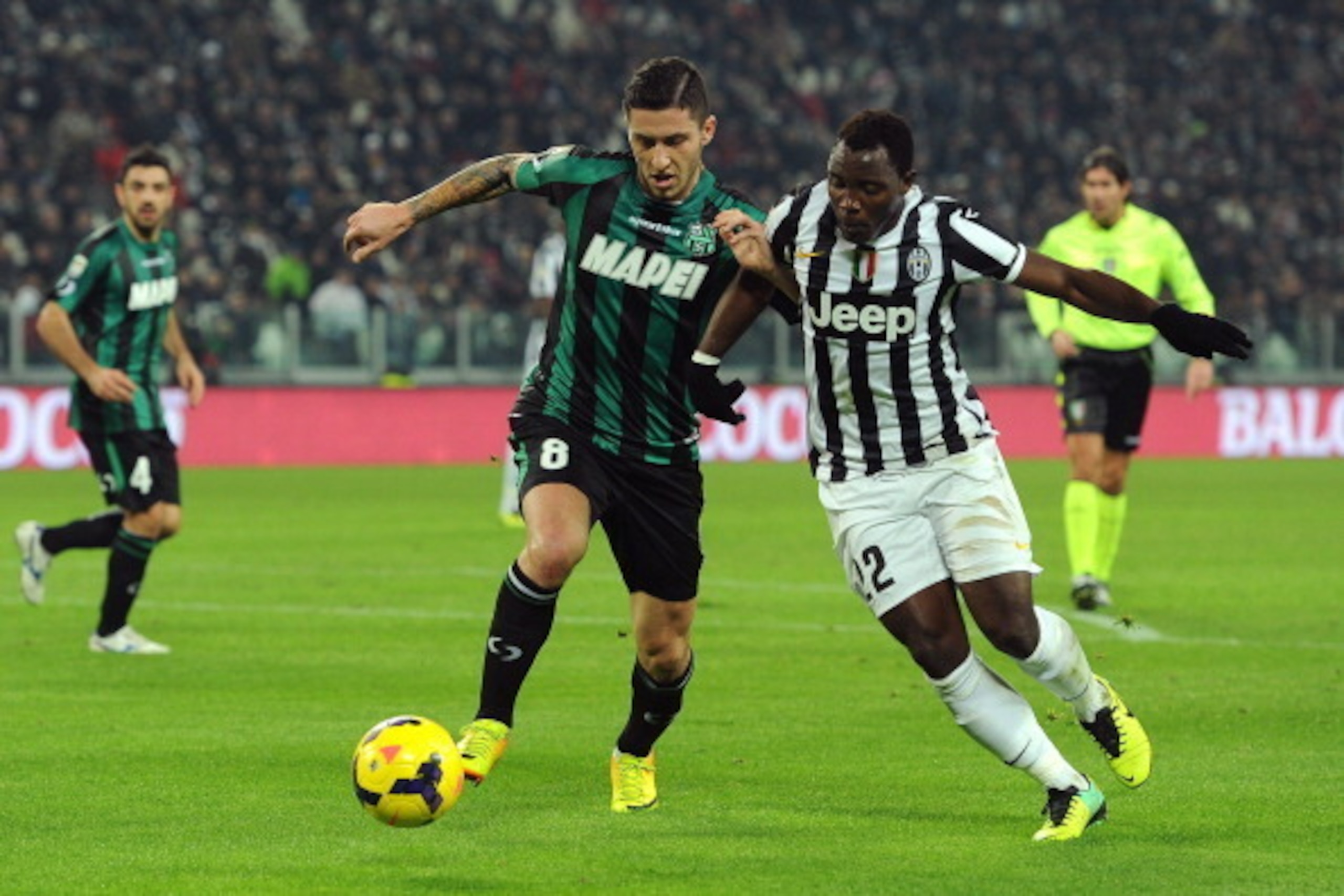 Luca Marrone battled Kwadwo Asamoah when his loan club met his parent club in December.