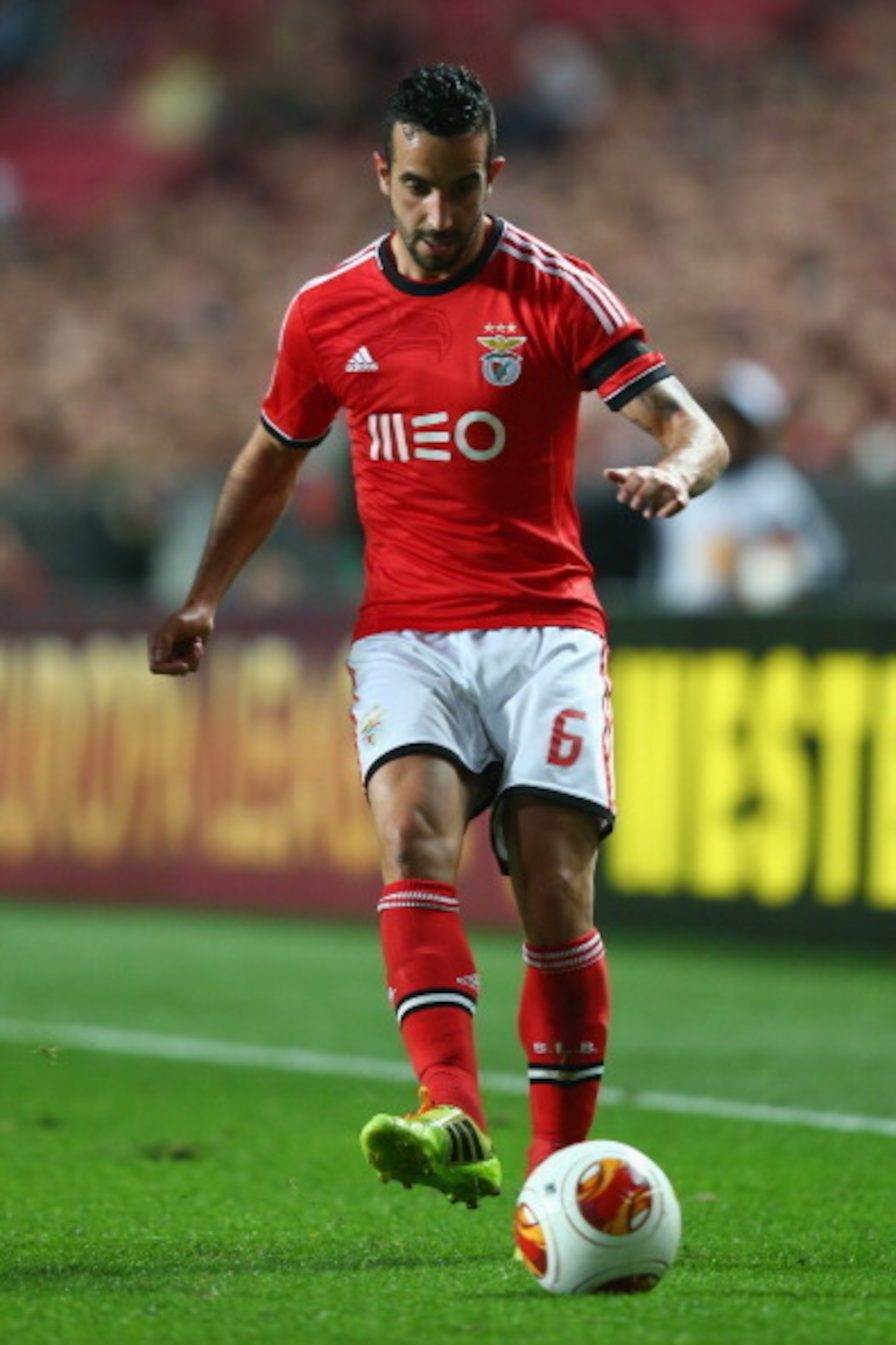 Ruben Amorim lines up a pass against Tottenham.