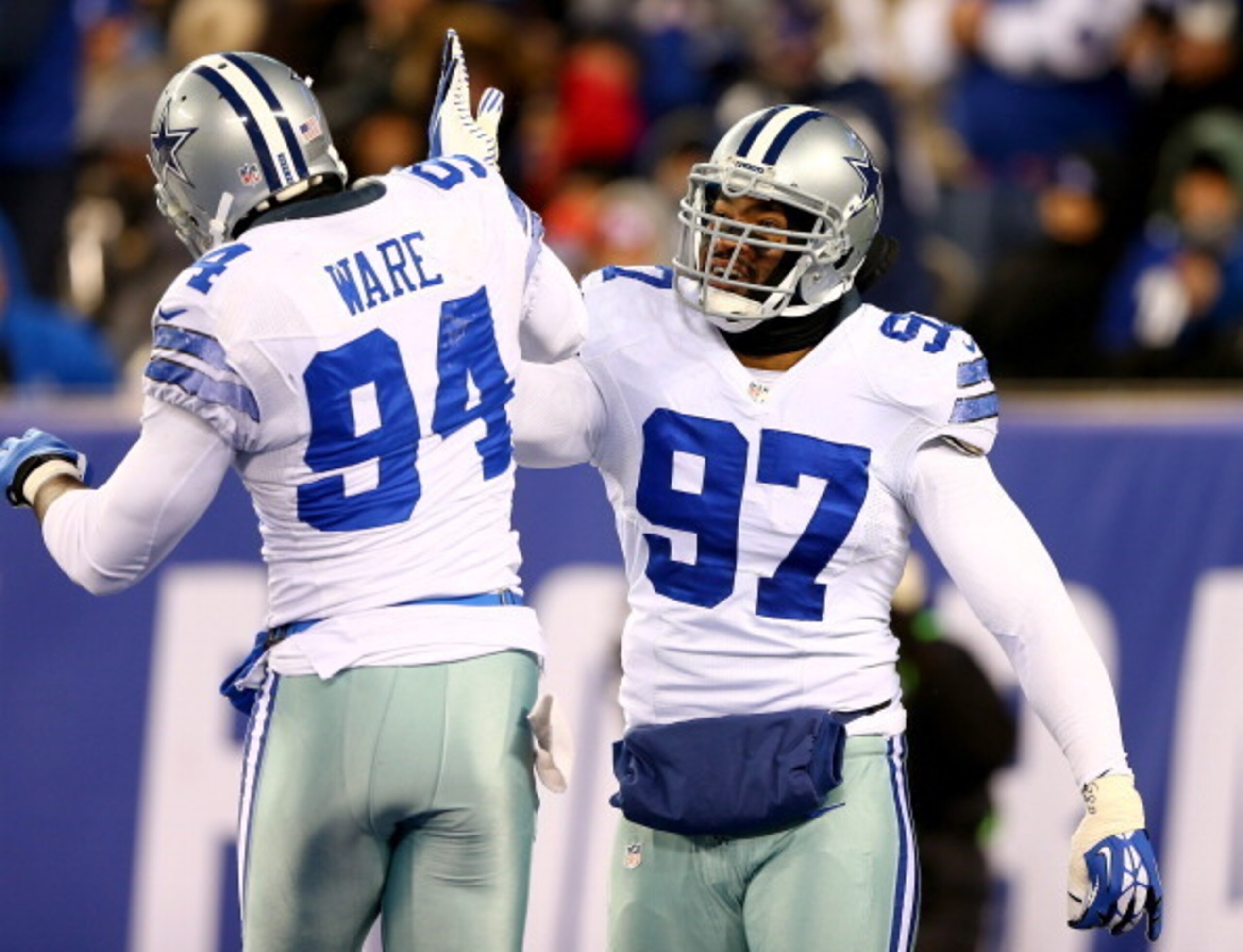 A struggling Cowboys defense will greatly miss the presence of dynamic pass rushers DeMarcus Ware (left) and Jason Hatcher (right), who combined for 17 of Dallas' 34 sacks last year.