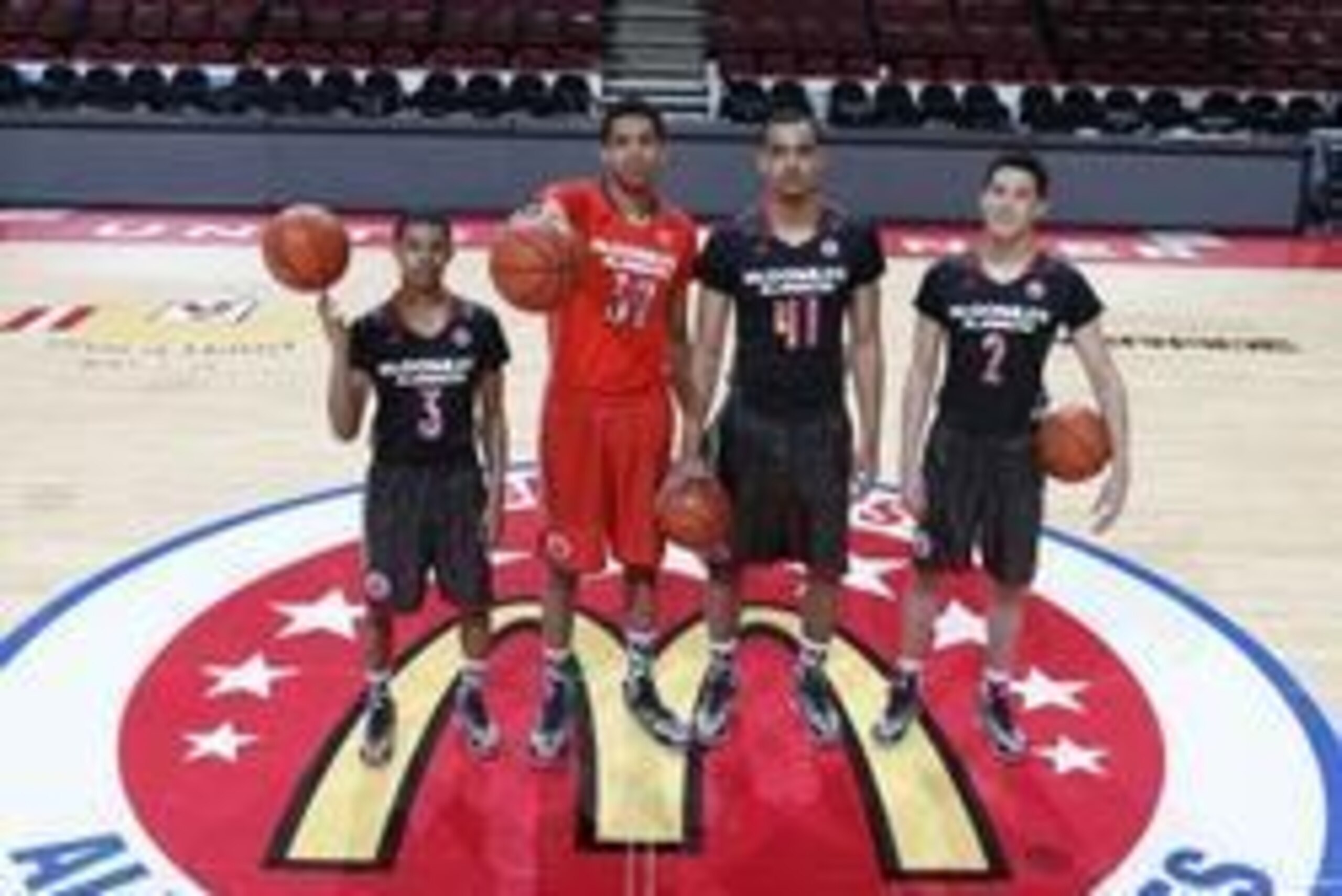 Kentucky's latest crop of freshmen, including Karl Towns Jr. (second from left) and Trey Lyles (second from right) will leave the Wildcats with a very crowded frontcourt in 2014-15.