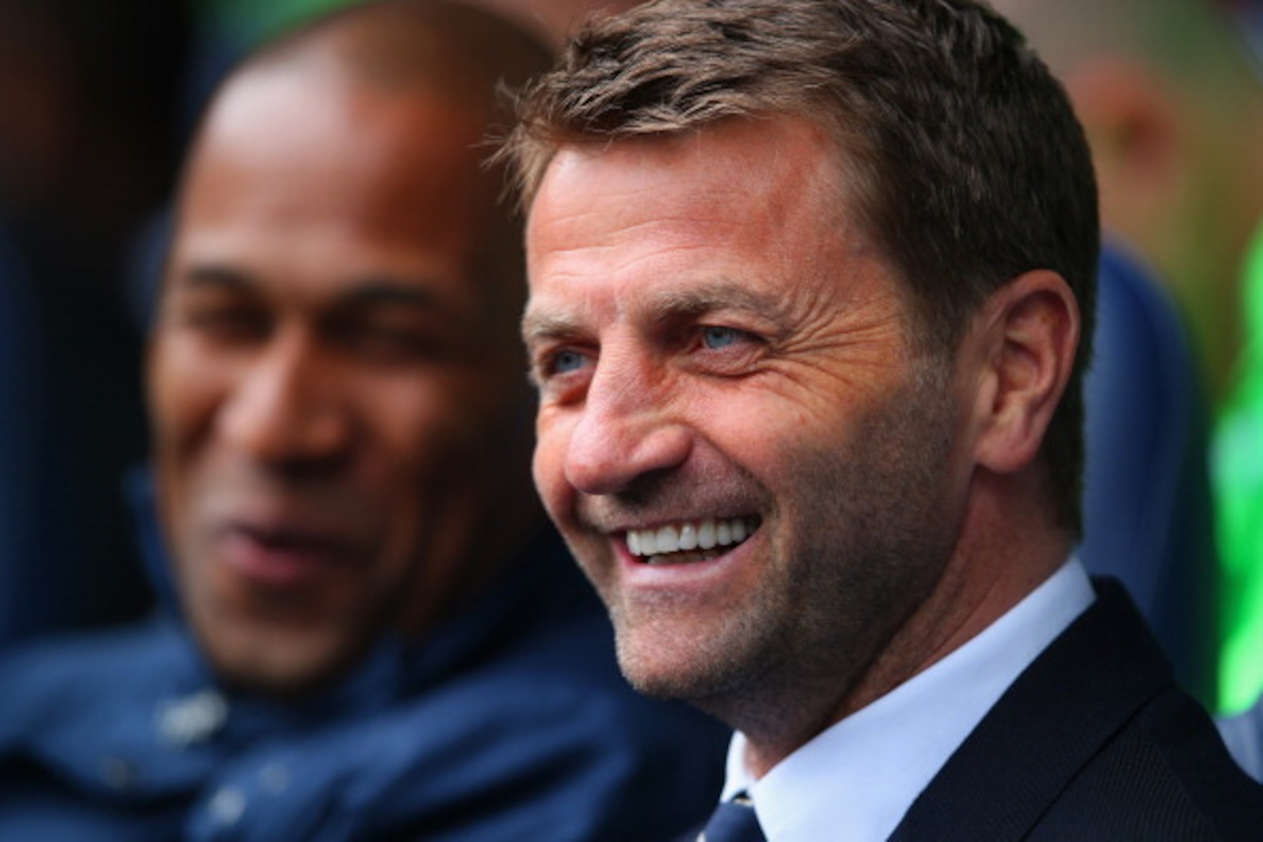 Les Ferdinand and Tim Sherwood had reasons to be cheerful after their team's 3-1 win. Les Ferdinand and Tim Sherwood had reasons to be cheerful after their team's 3-1 win.