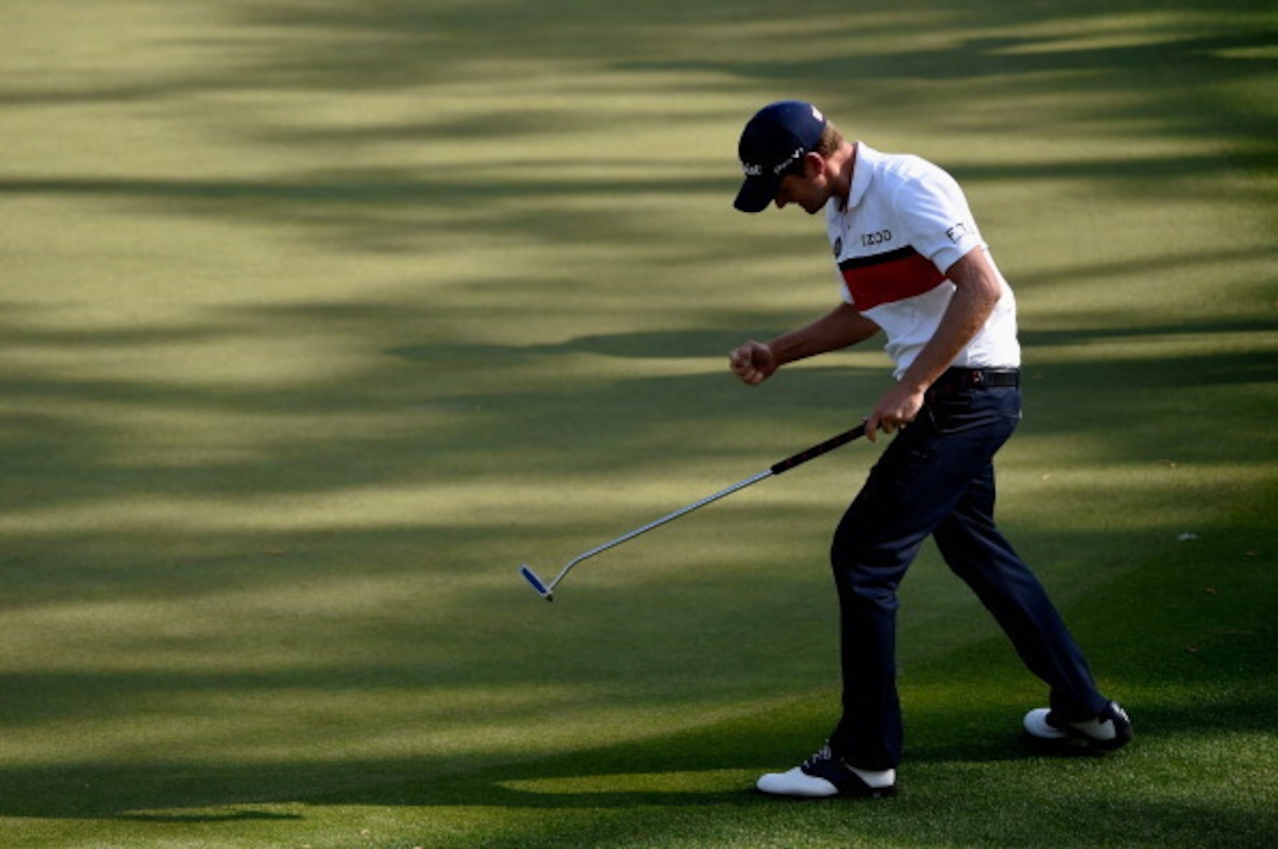 Webb Simpson got fired up when a putt was made at Augusta National.
