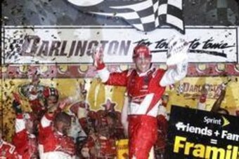 Kevin Harvick celebrates at Darlington.