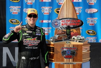 Kyle Busch, race winner at Auto Club Speedway in March 2014