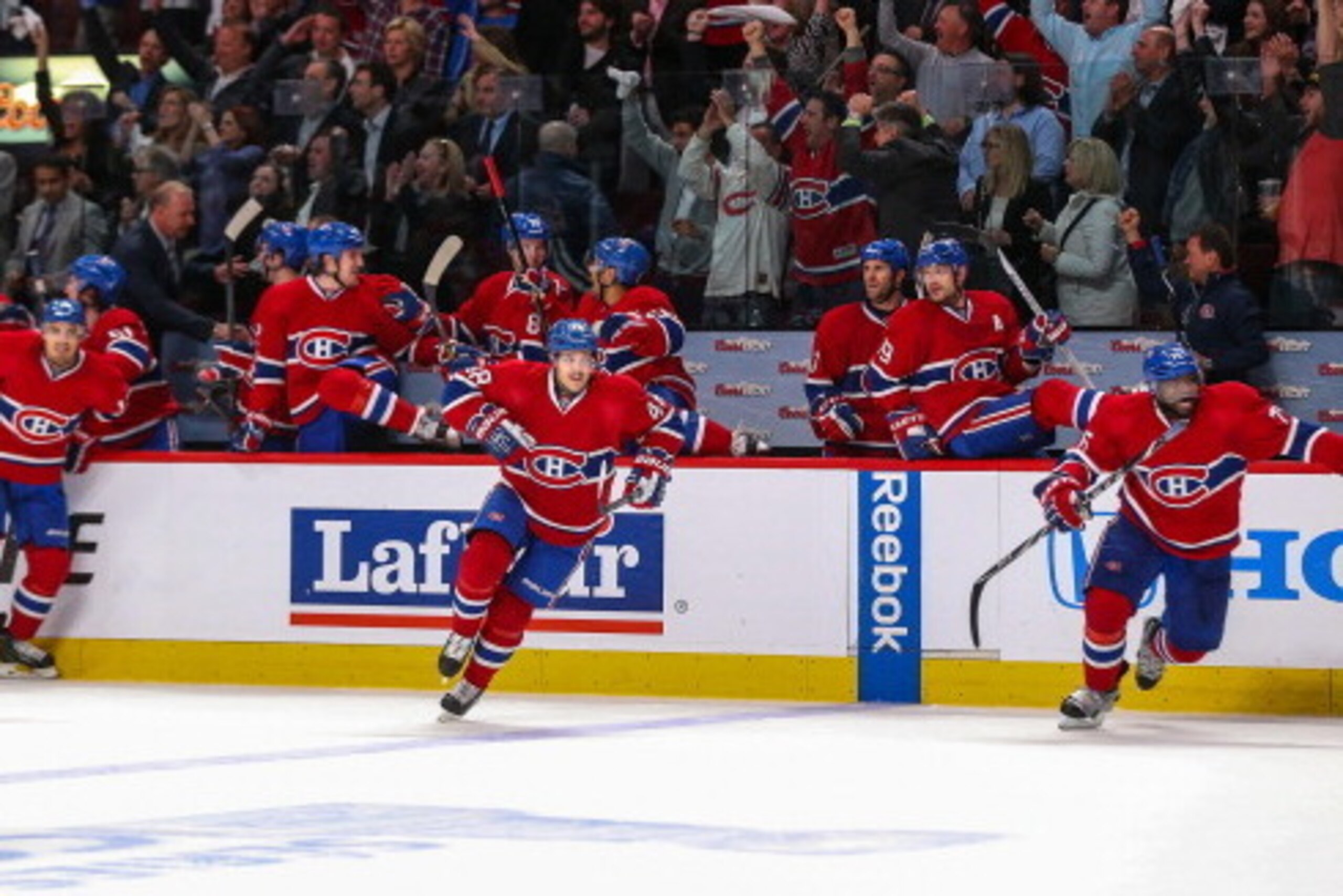 The Montreal Canadiens celebrate their first-round win.