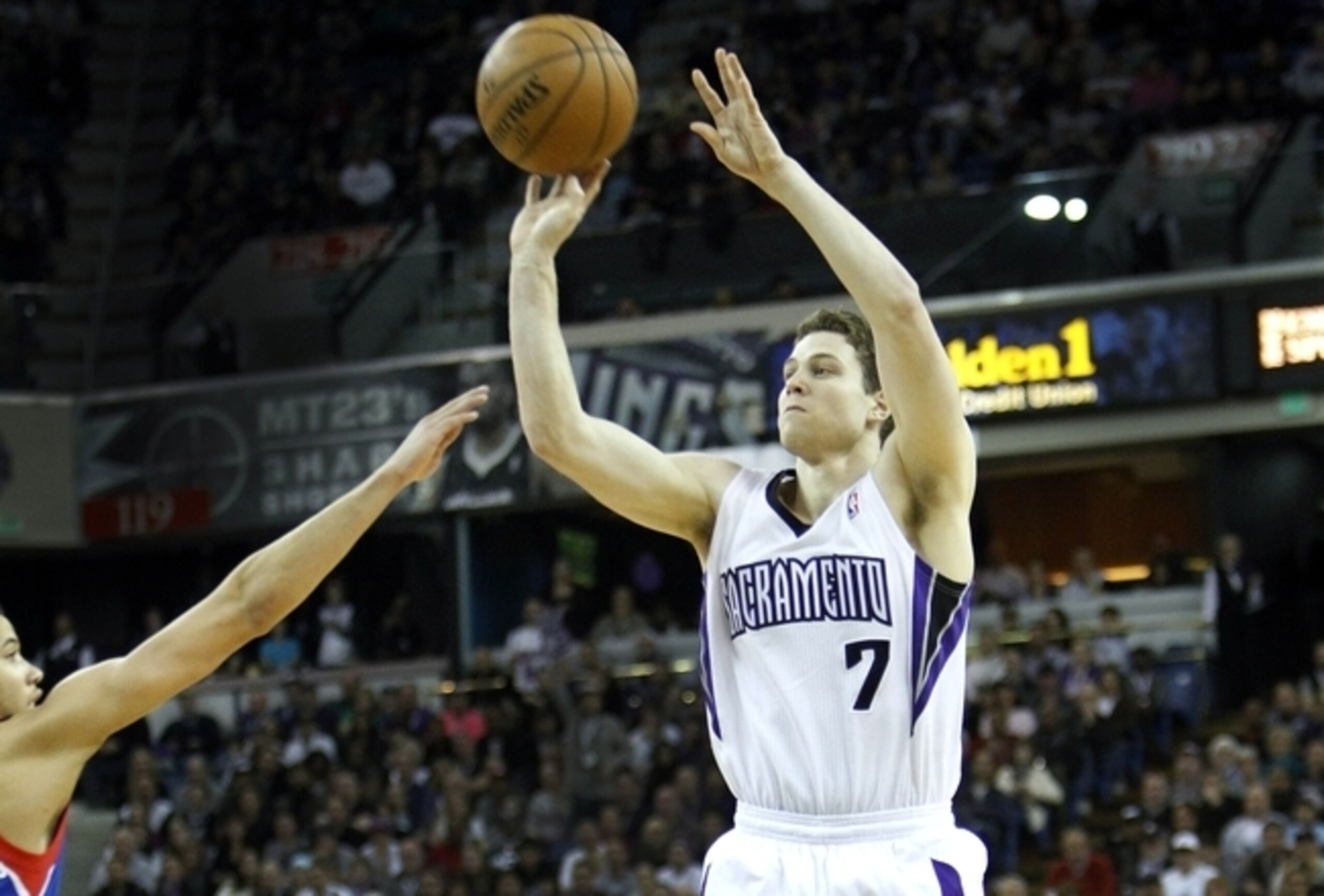 Having a capable three-point shooter in Jimmer Fredette made a big difference in the Kings' three-point percentage. Having a capable three-point shooter in Jimmer Fredette made a big difference in the Kings' three-point percentage.