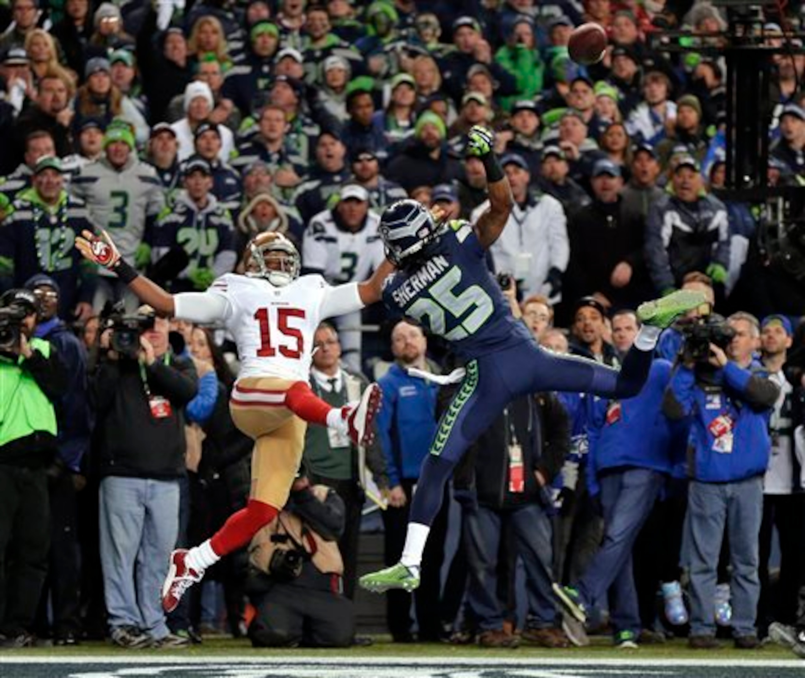 There will be plenty of talk regarding the 49ers' Michael Crabtree (left) and Seahawks' Richard Sherman (right) in Week 15.