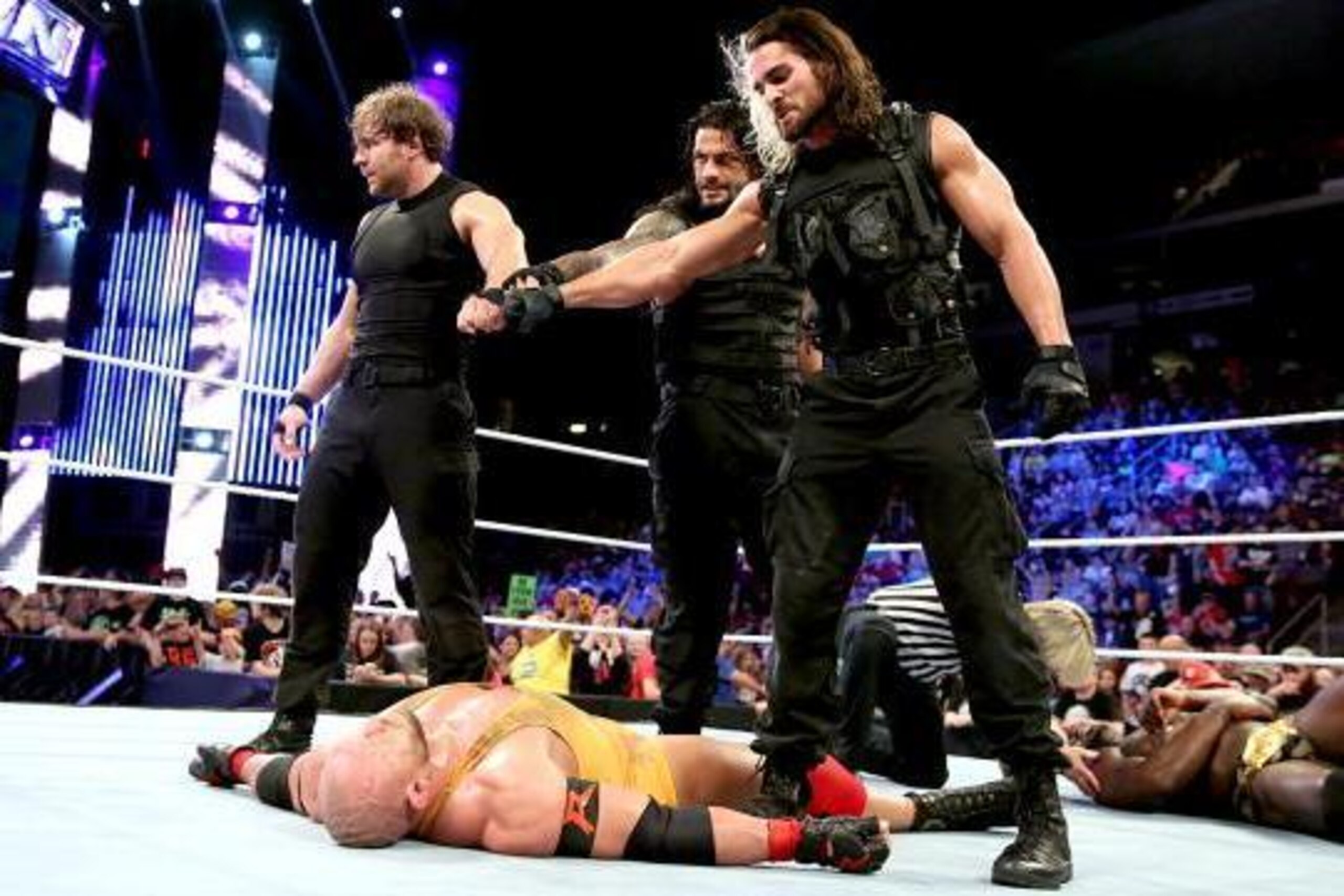 The Shield lay waste to Ryback and others on SmackDown. The Shield lay waste to Ryback and others on SmackDown.