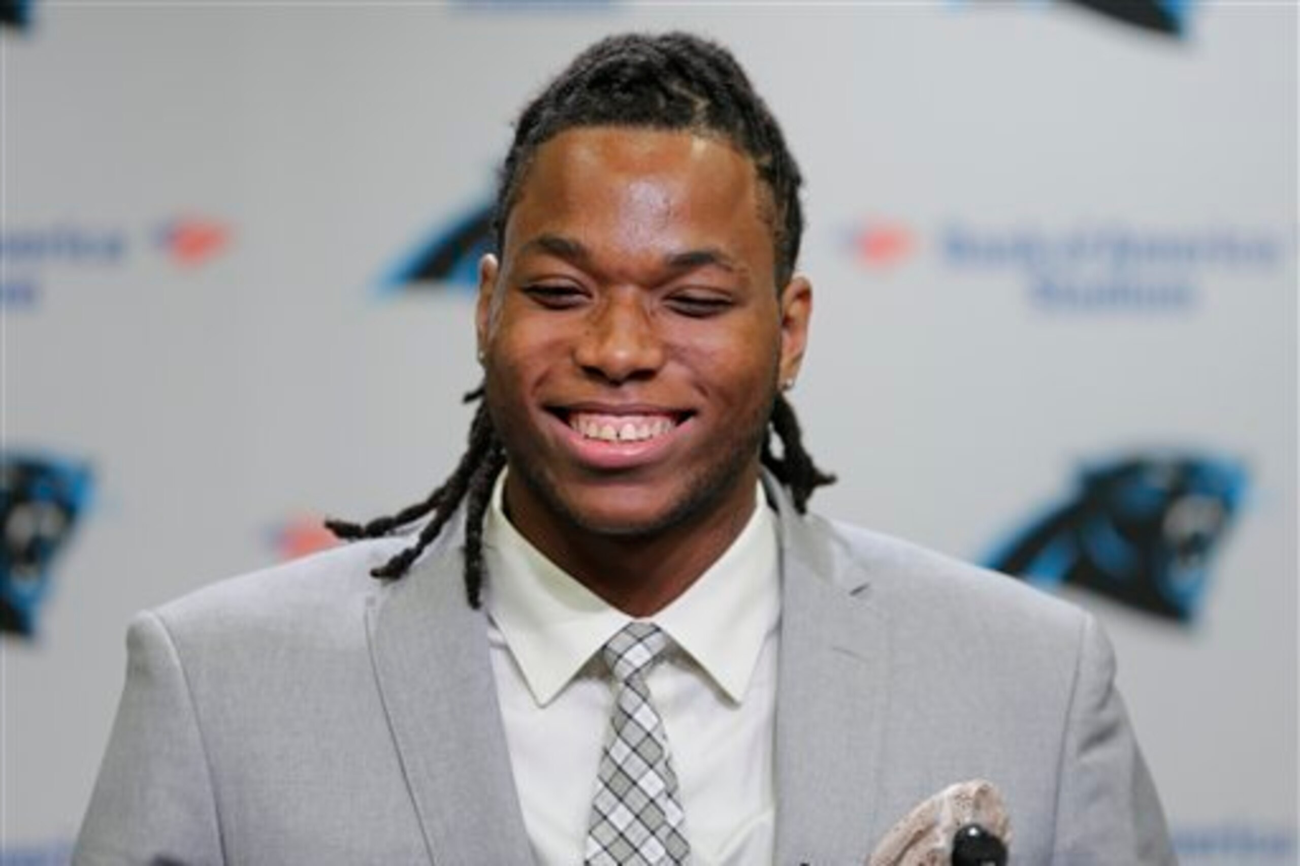 Kelvin Benjamin addresses the media in Charlotte.