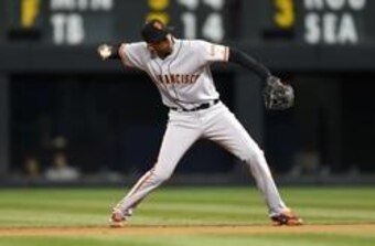 Joaquin Arias can play any infield position for the Giants.
