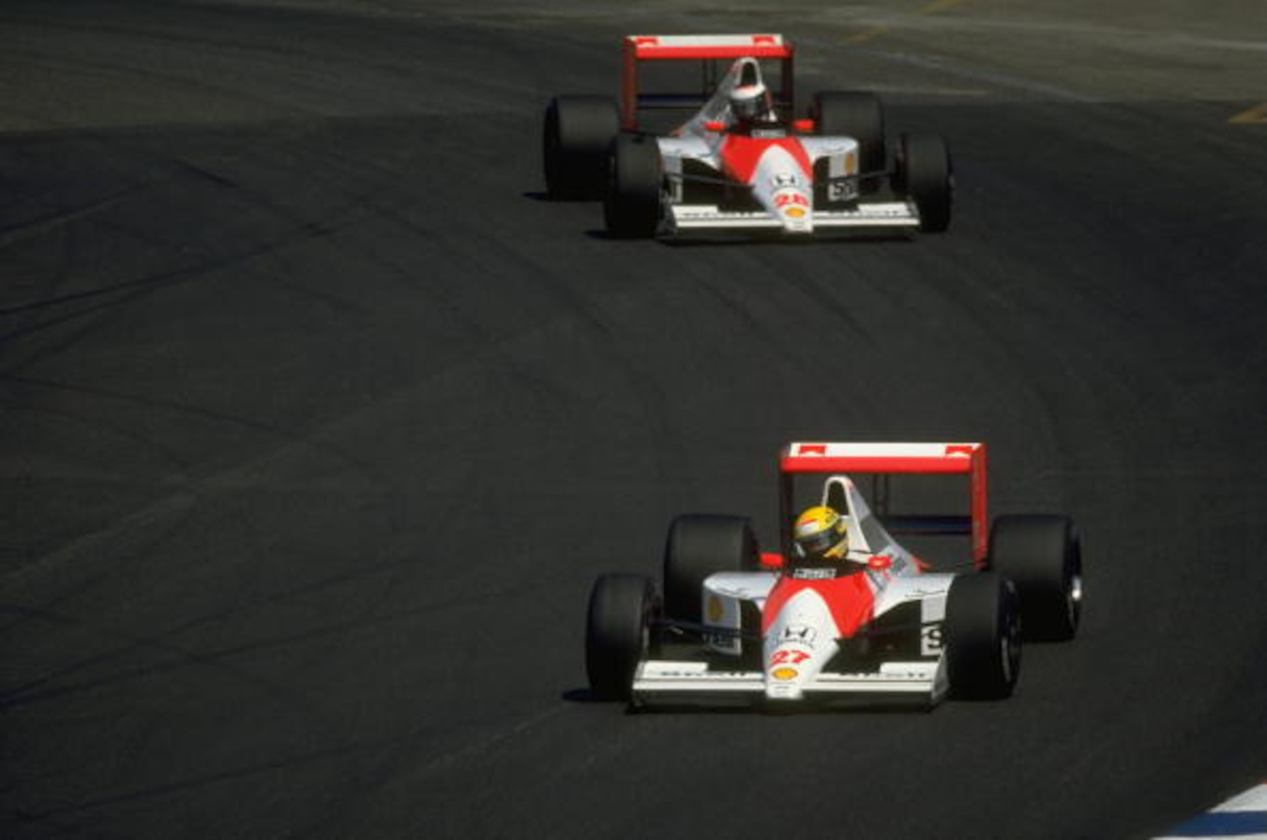 Senna leading Berger—a familiar position for the teammates.