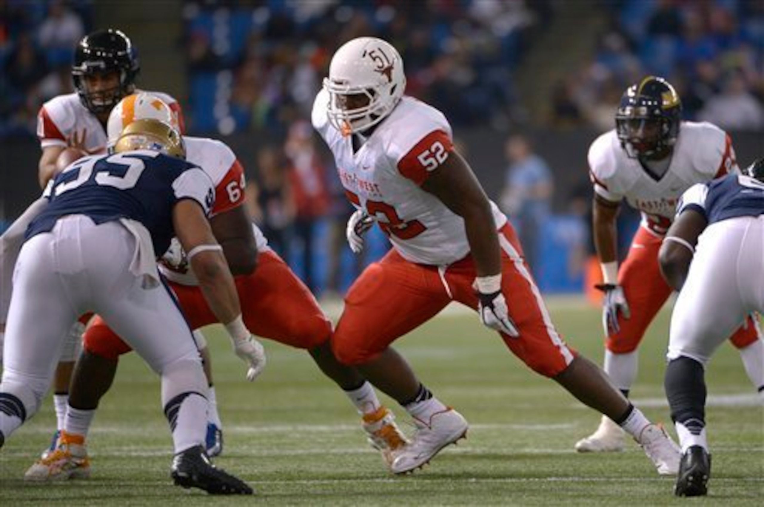 Expected to switch over to guard, Donald Hawkins is steadily climbing up draft boards.