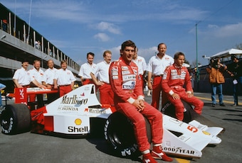 Senna in red, but not Ferrari red.