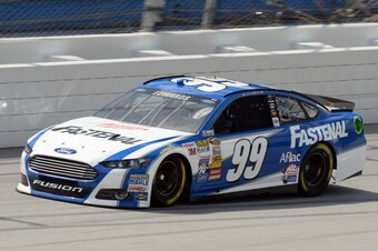 Carl Edwards tried to get out of the way after suffering a flat tire at Talladega, but couldn't.
