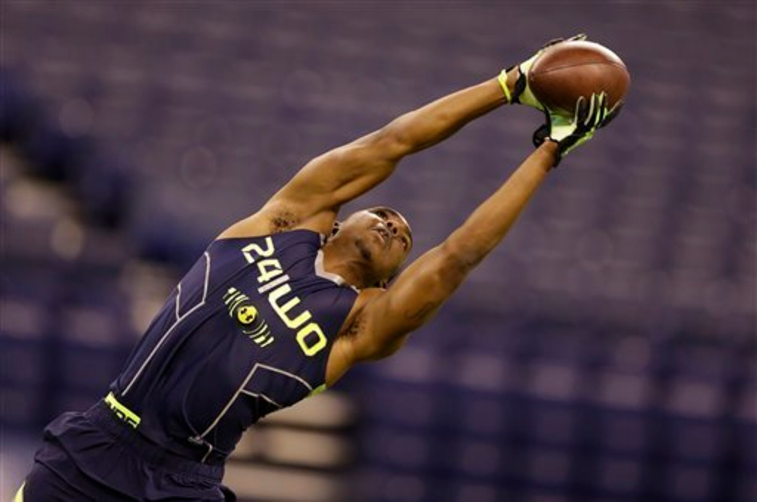 Small school wide receiver Matt Hazel has great hands.