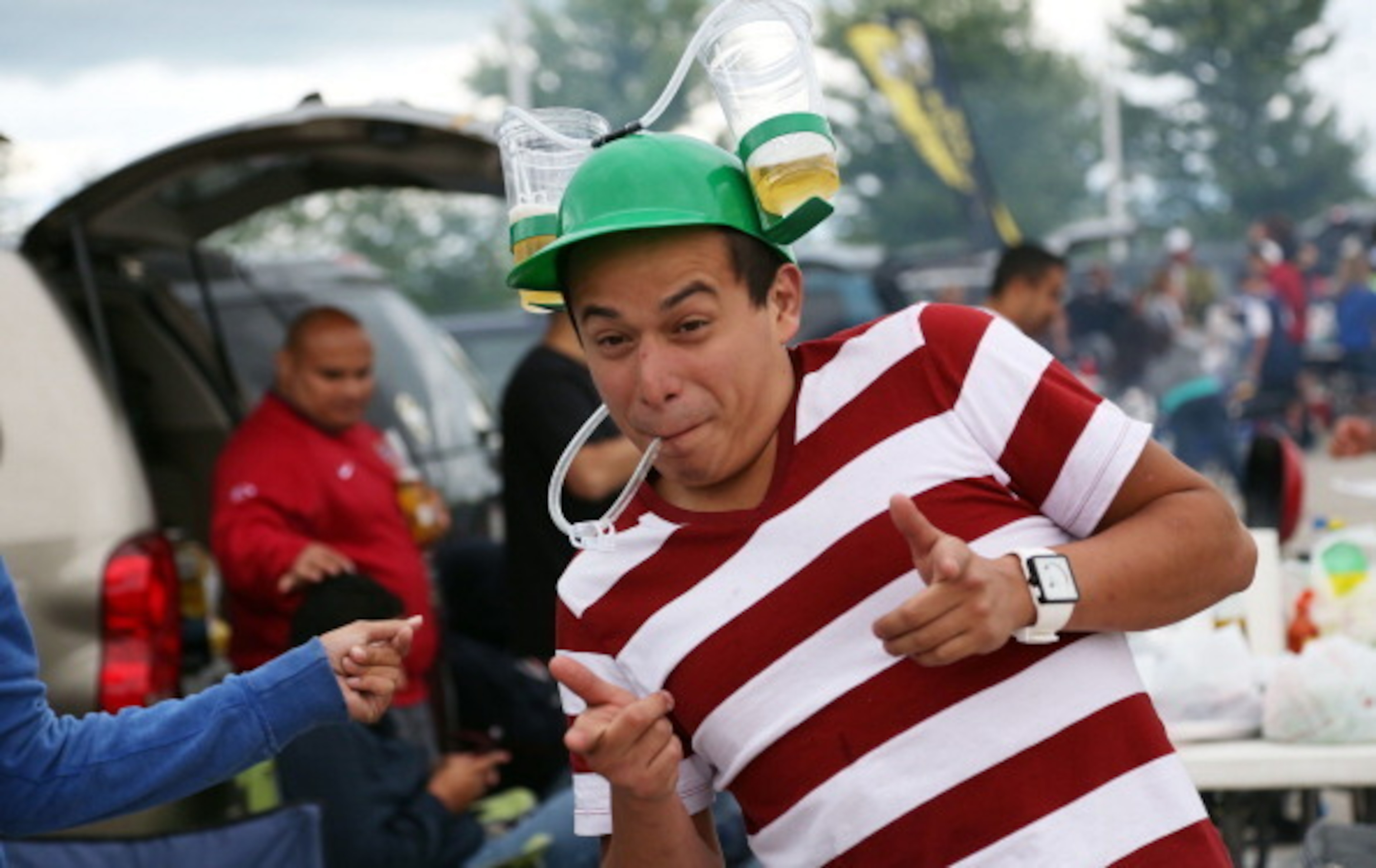A fan gets an assist from his headgear prior to a 2013 CONCACAF match between Panama and the United States. A fan gets an assist from his headgear prior to a 2013 CONCACAF match between Panama and the United States.