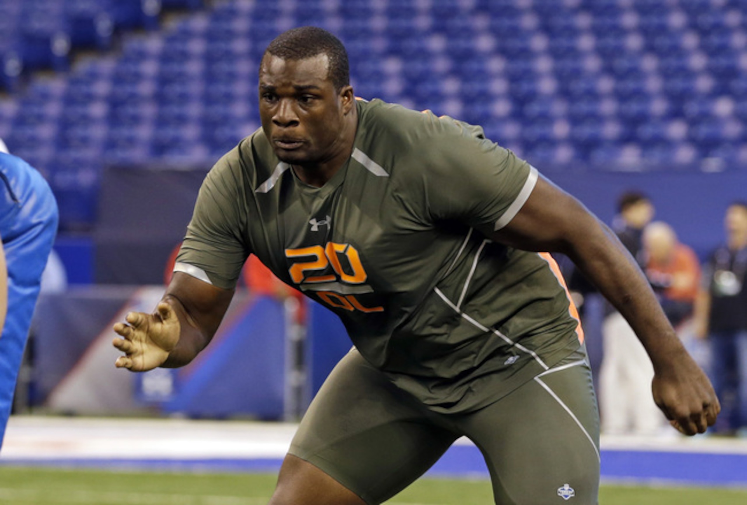 Alabama OT Cyrus Kouandjio (above) was red-flagged for injury concerns at the 2014 scouting combine.