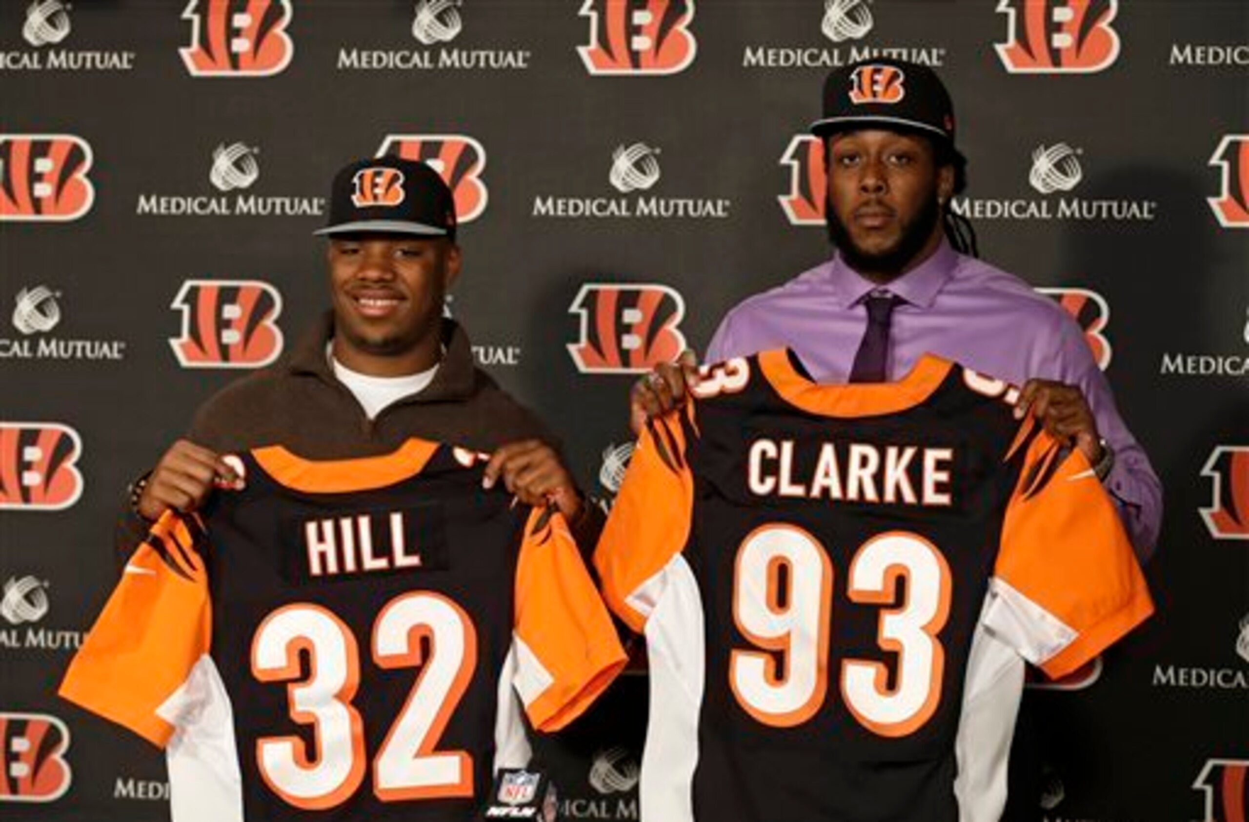 The Bengals selected running back Jeremy Hill and defensive end Will Clarke on the second day of the draft.
