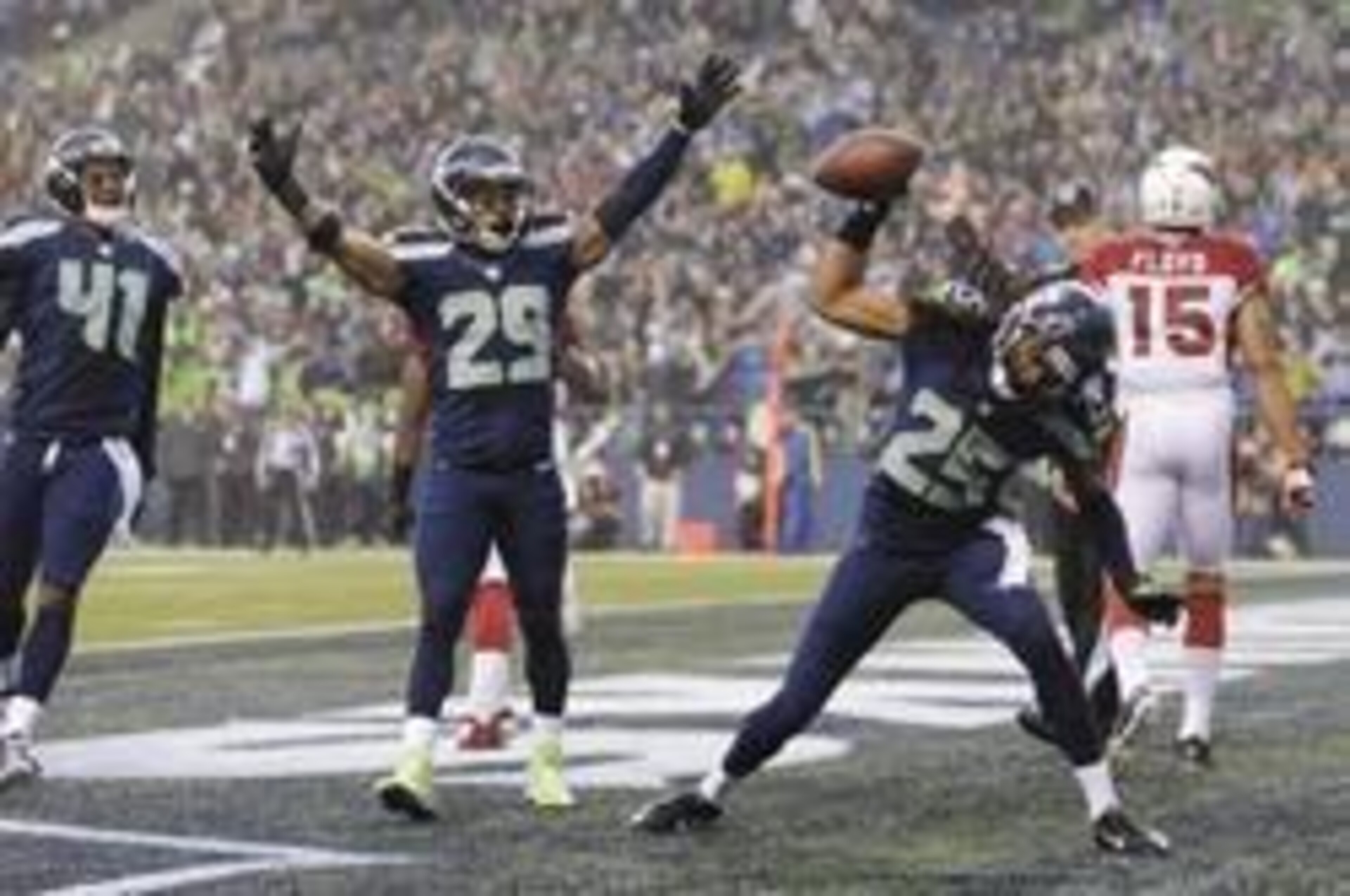 Sherman achieved some milestones in a 58-0 thrashing of the Cardinals in 2012. Sherman achieved some milestones in a 58-0 thrashing of the Cardinals in 2012.