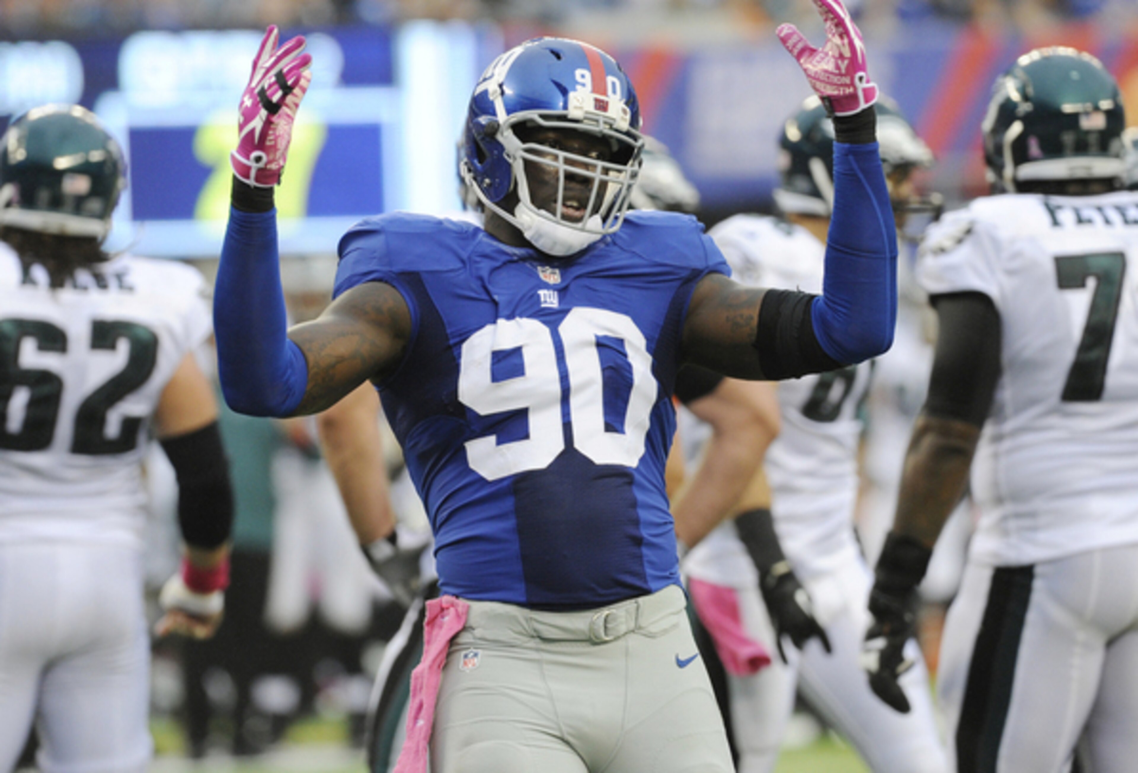 A return to form and health for Jason Pierre-Paul is a big story line for the defensive line entering 2014. A return to form and health for Jason Pierre-Paul is a big story line for the defensive line entering 2014.
