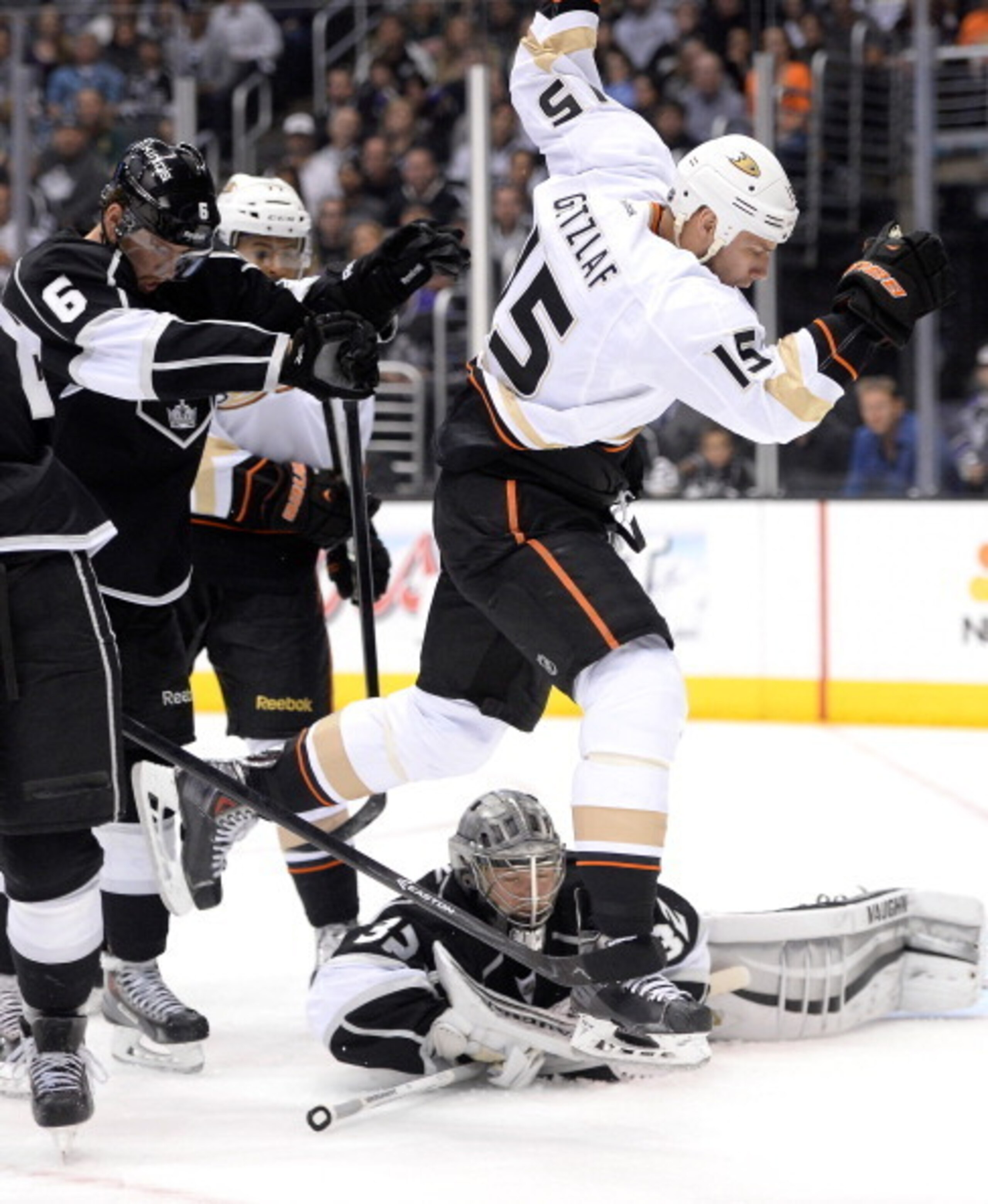 The Ducks got in Quick's face a lot more in Games 3 and 4. The Ducks got in Quick's face a lot more in Games 3 and 4.