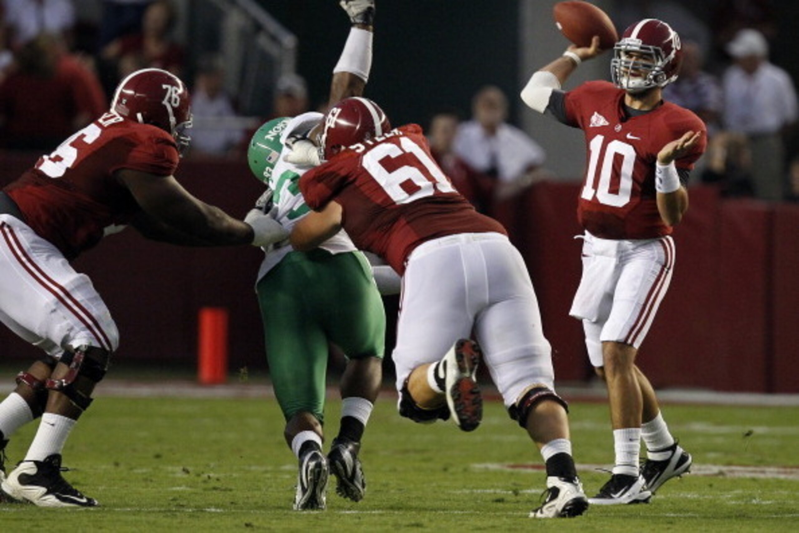 Anthony Steen (middle, No. 61) could make the initial roster in September.