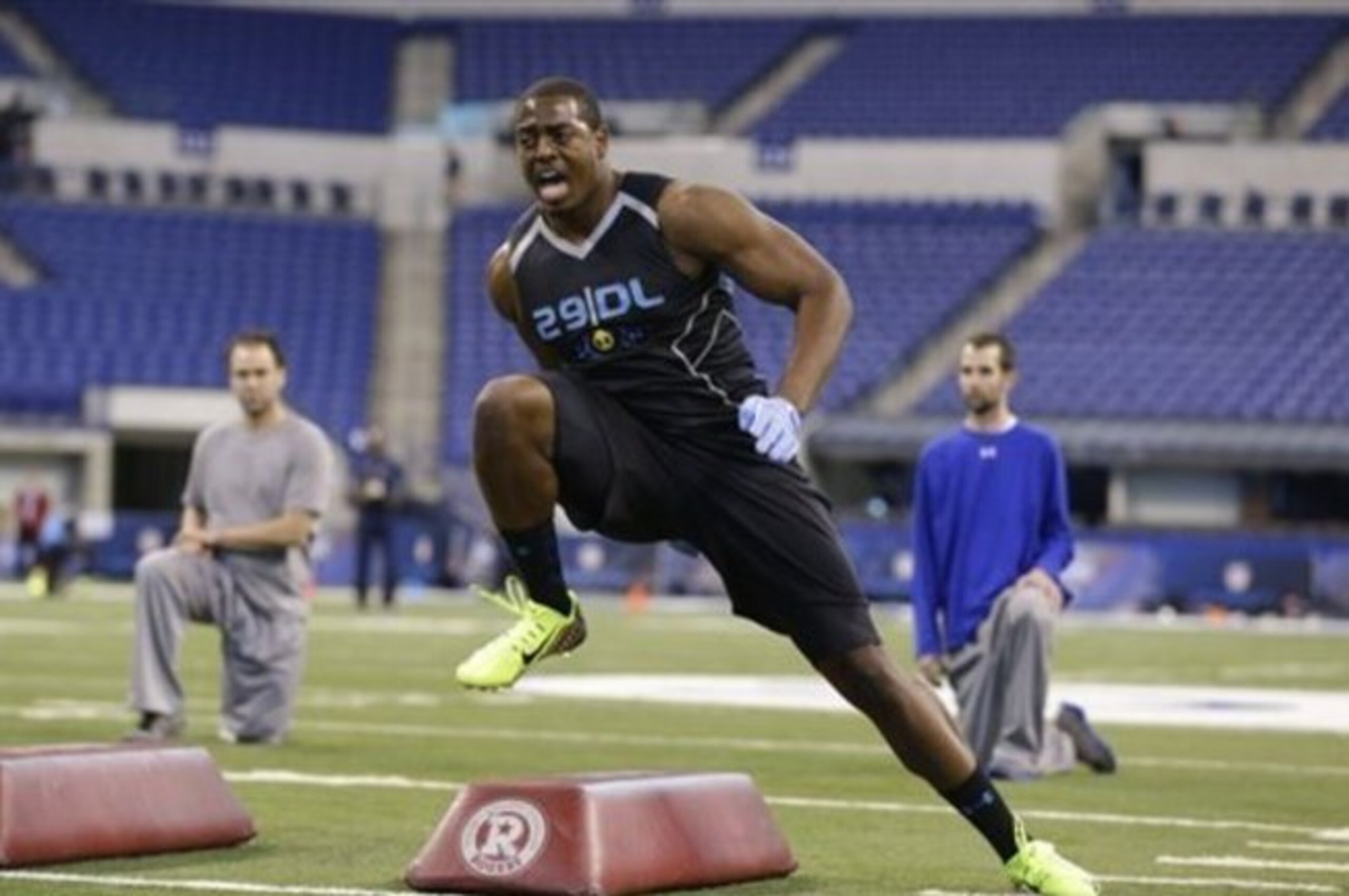 Kareem Martin works out at the NFL Scouting Combine.