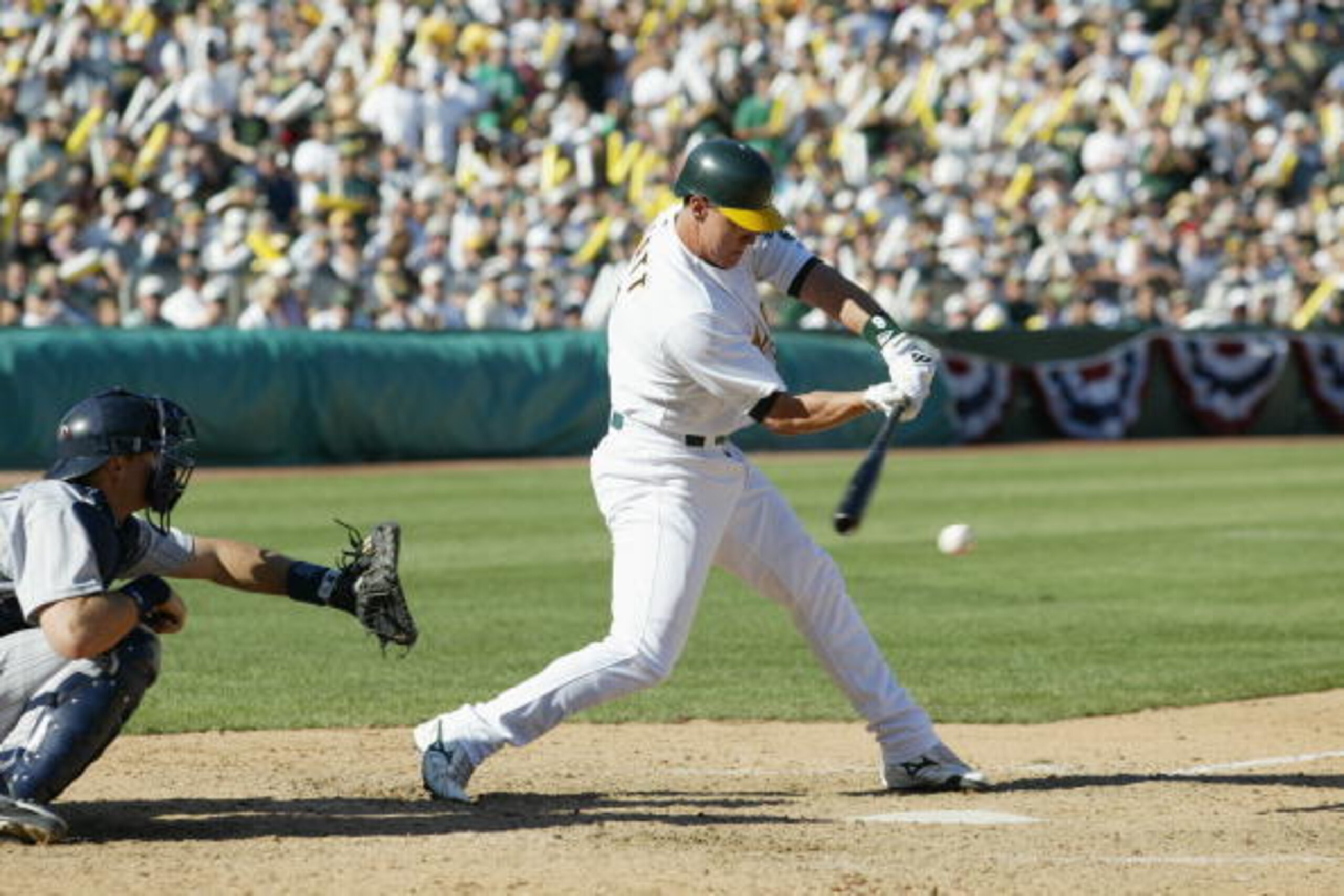 OAKLAND, CA - OCTOBER 6: Adam Piatt #8 of the Oakland Athletics swings at a pitch during game five of the American League Western Division Series against the Minnesota Twins at Network Associates Coliseum on October 6, 2002 in Oakland, California. The T OAKLAND, CA - OCTOBER 6: Adam Piatt #8 of the Oakland Athletics swings at a pitch during game five of the American League Western Division Series against the Minnesota Twins at Network Associates Coliseum on October 6, 2002 in Oakland, California. The T