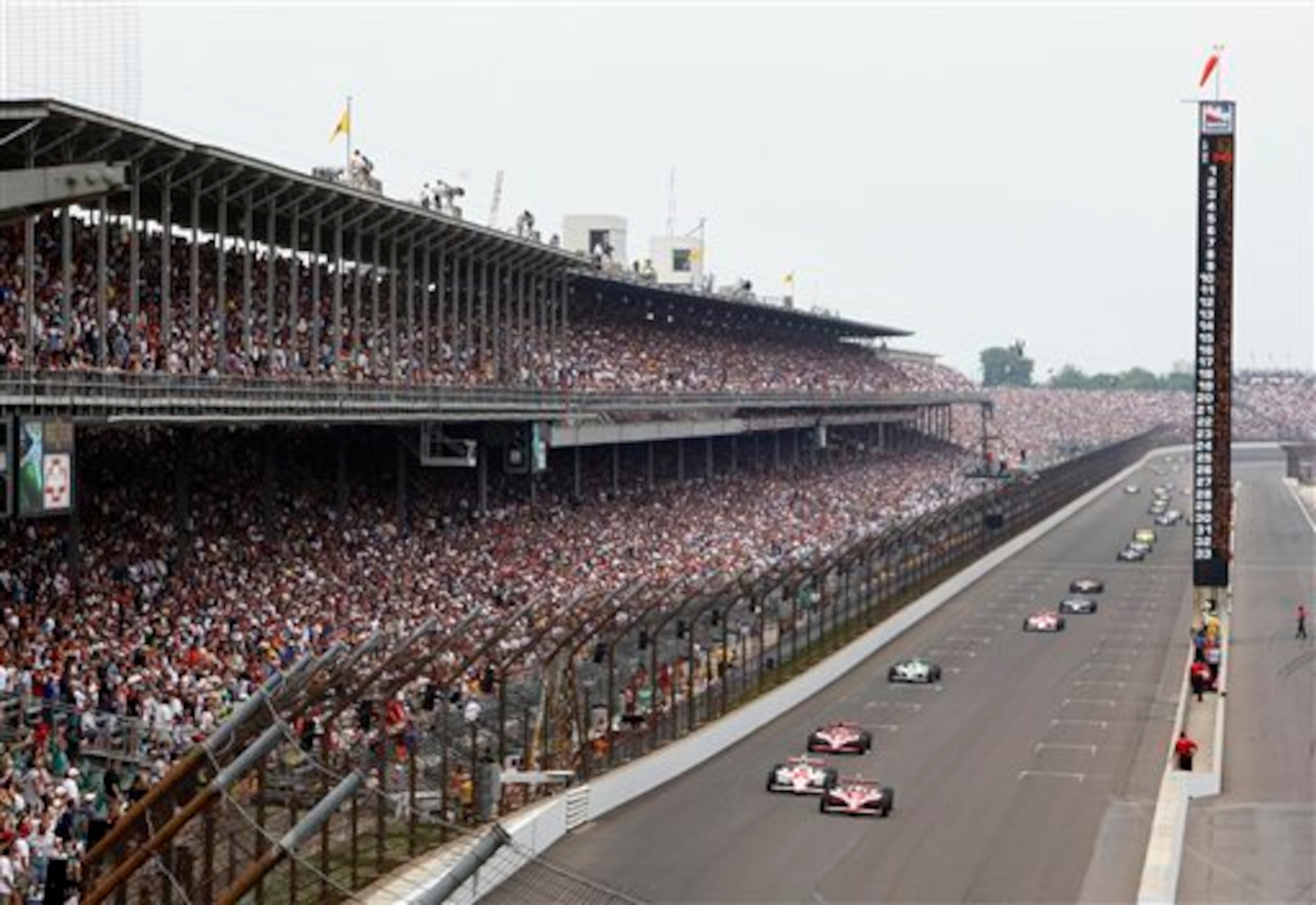 The Indianapolis pit straight grandstand.