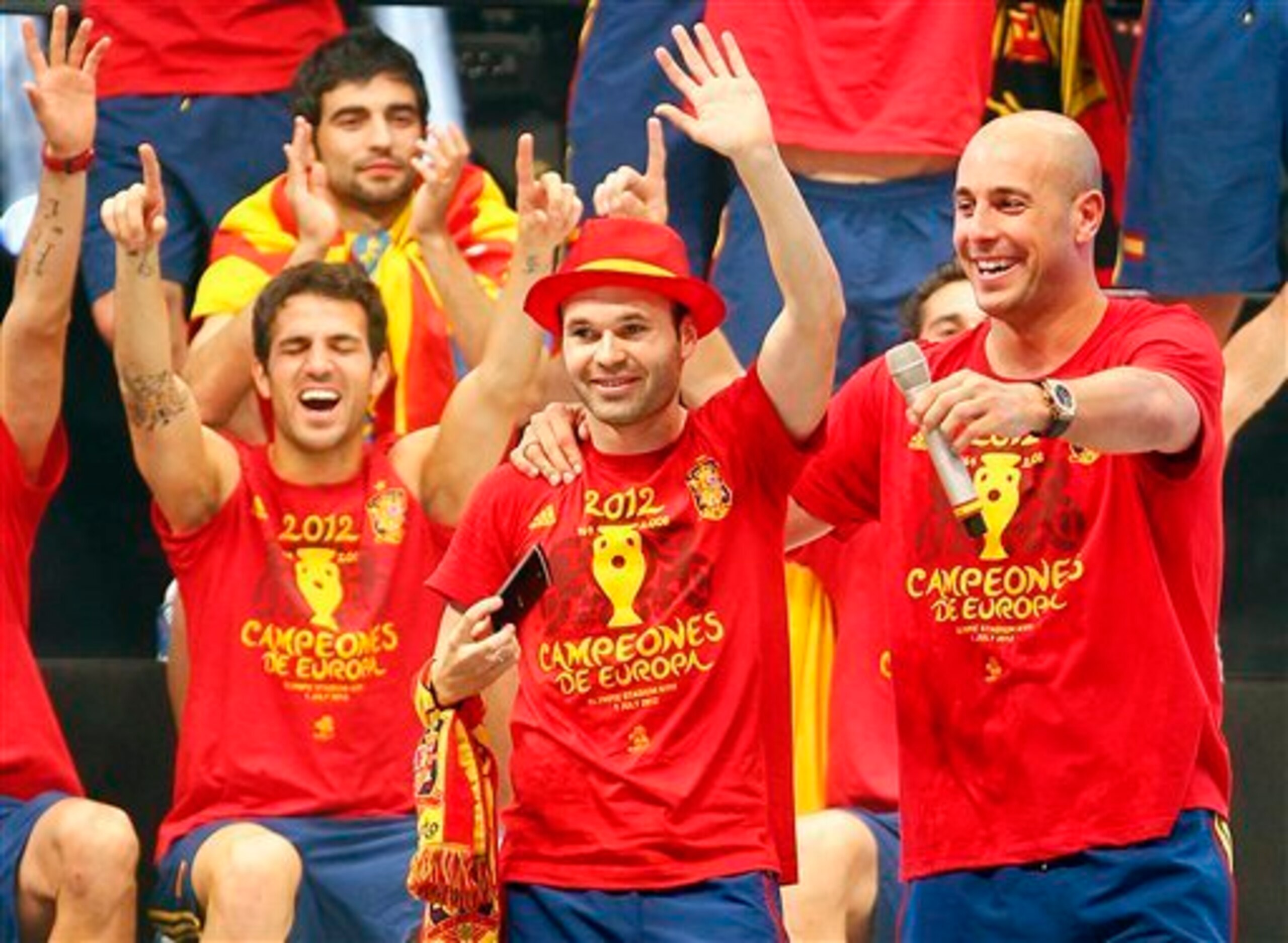 Iniesta (centre) was key as Spain won the Euros.
