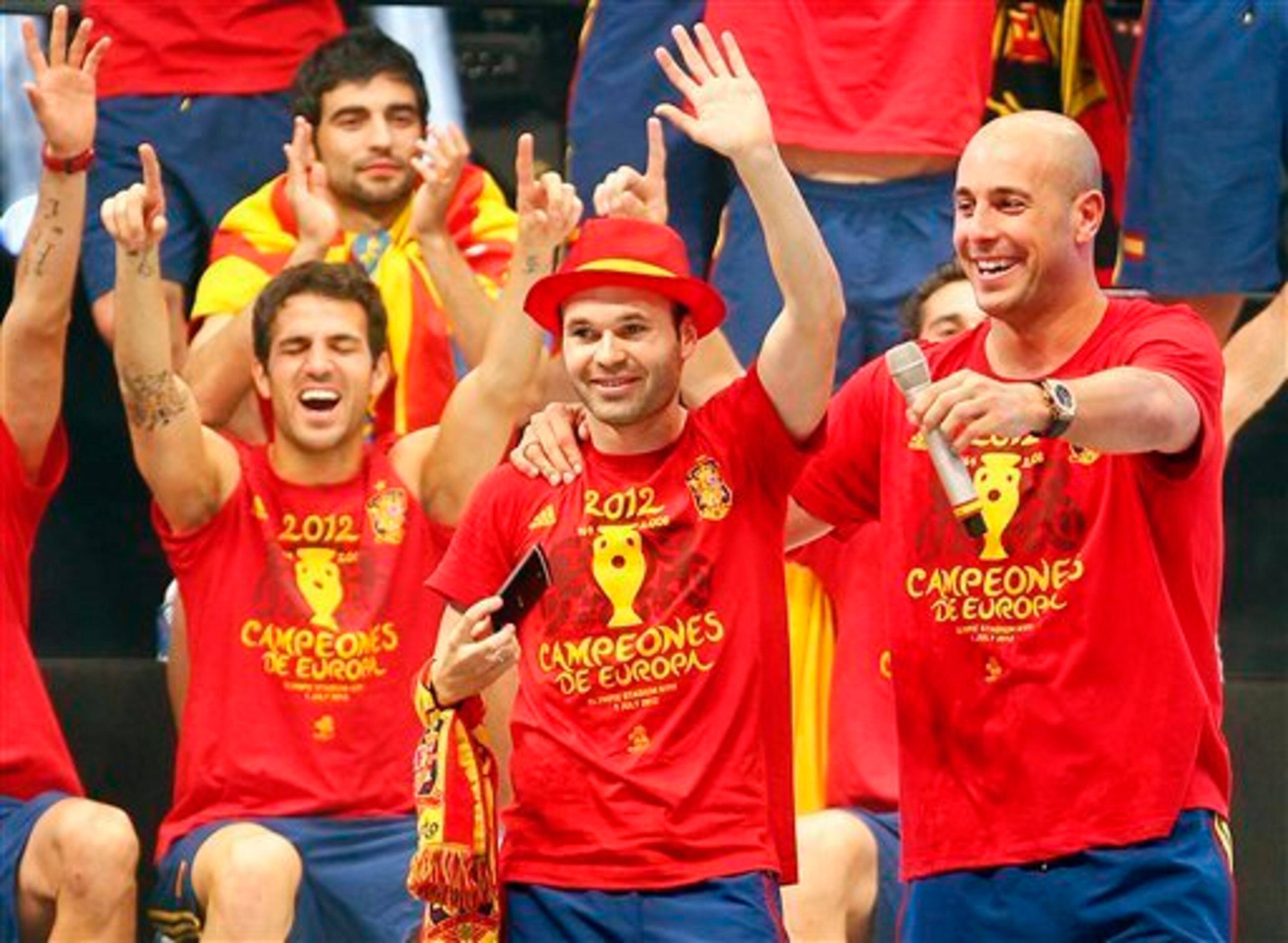 Iniesta (centre) was key as Spain won the Euros.