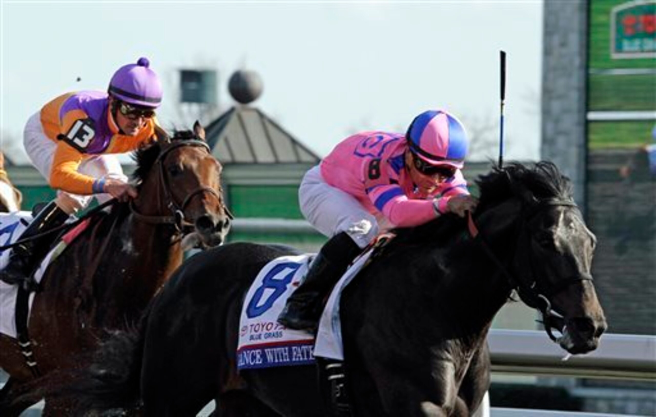 Robby Albarado (left) finishing second aboard Medal Count in the Blue Grass Stakes. Robby Albarado (left) finishing second aboard Medal Count in the Blue Grass Stakes.