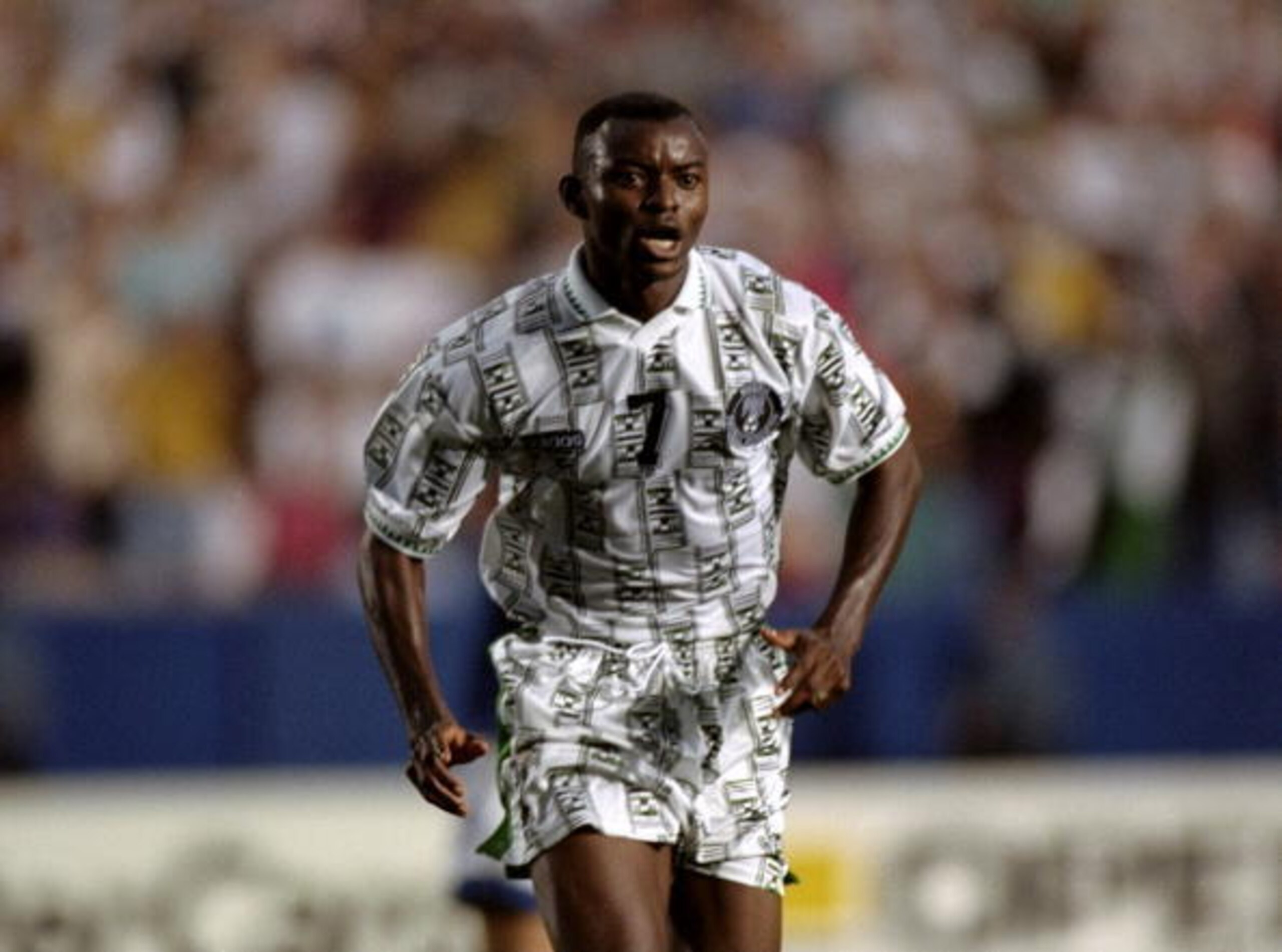 Nigeria's Finidi George in action