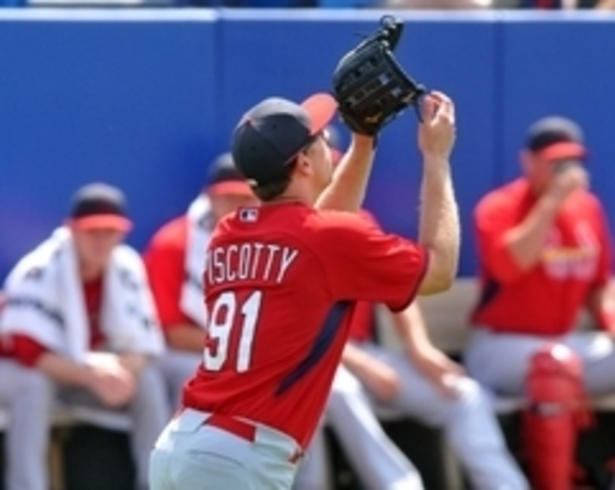 Stephen Piscotty makes a catch during a spring training game against the New York Mets March 14.