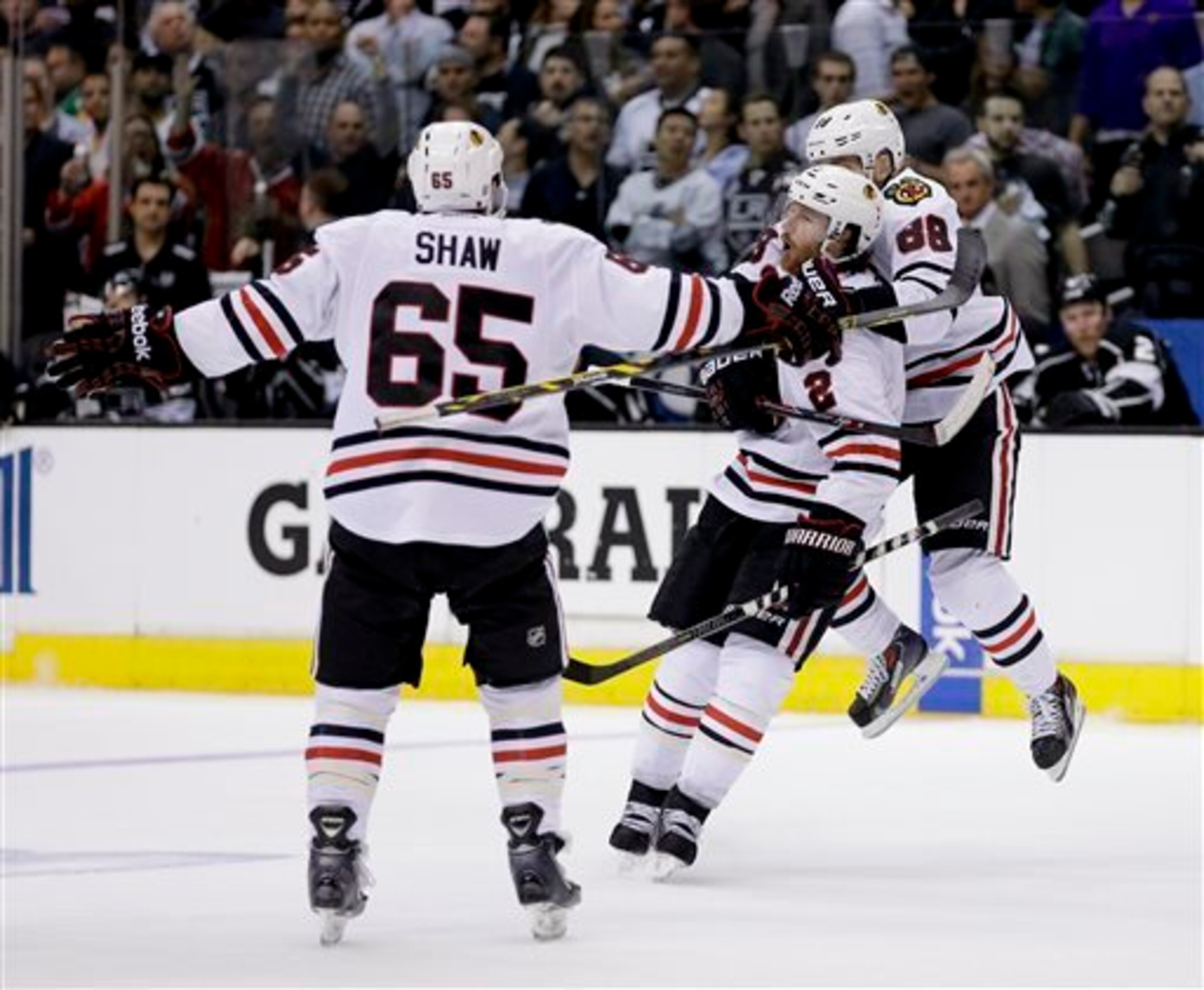 Andrew Shaw helped free up Patrick Kane in Game 6. Andrew Shaw helped free up Patrick Kane in Game 6.